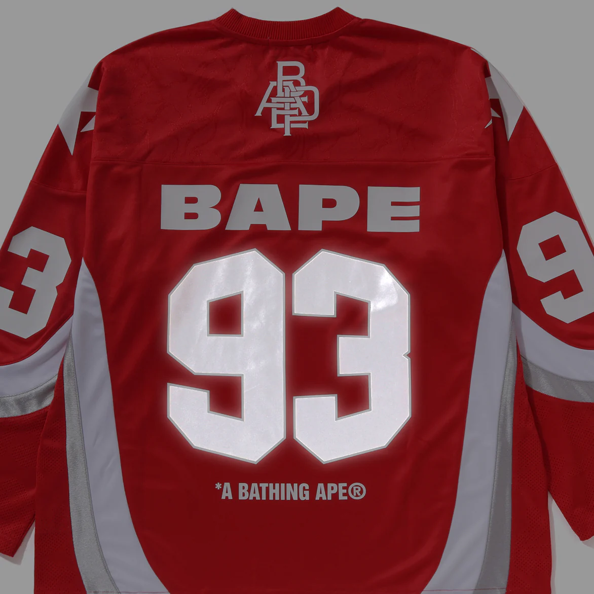 LINE CAMO JACQUARD LOGO RELAXED FIT ICE HOCKEY JERSEY - RED - Image 3