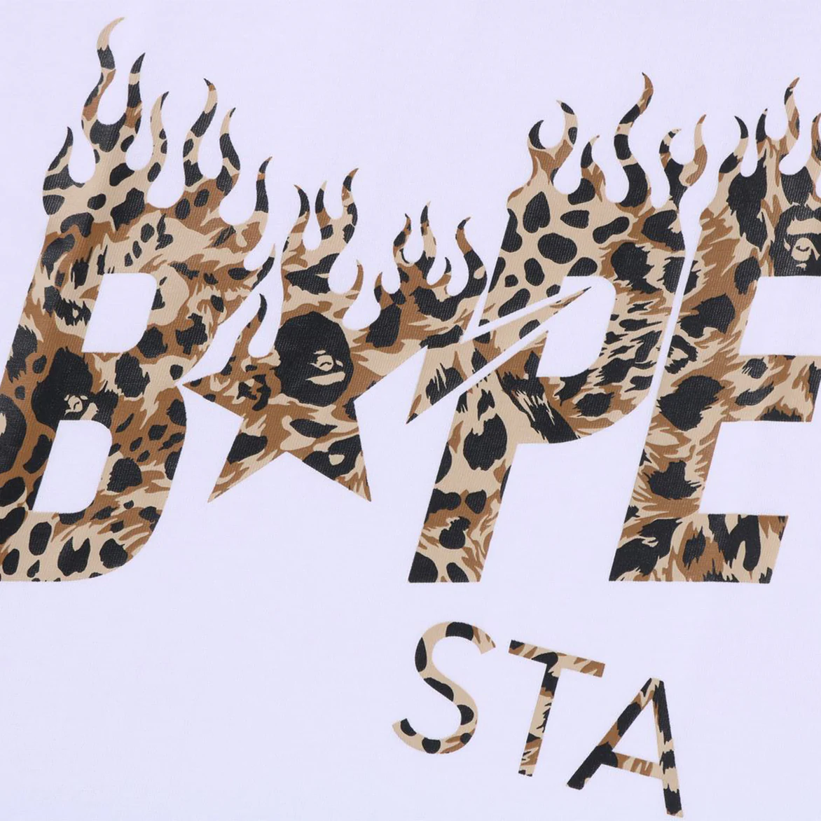 WILD LEOPARD PATTERN BAPE STA LOGO RELAXED FIT TEE - WHITE - Image 2