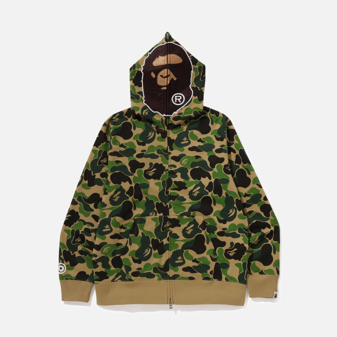 ABC CAMO 2ND APE FULL ZIP HOODIE - GREEN