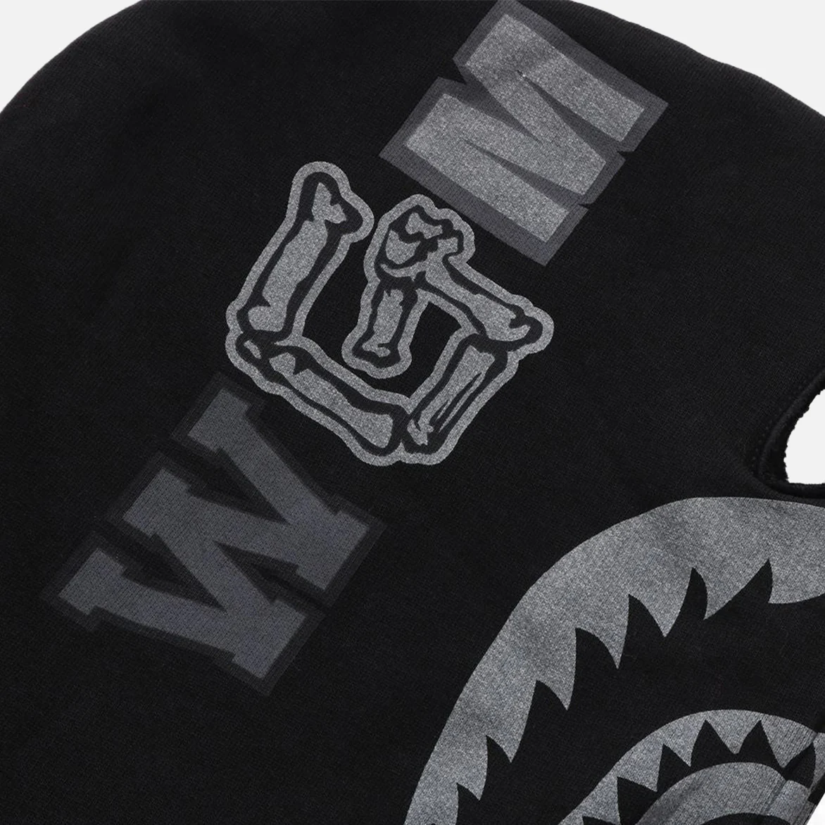 SKELETON SHARK HEAVY WASHED CROPPED FIT FULL ZIP HOODIE - BLACK - Image 4