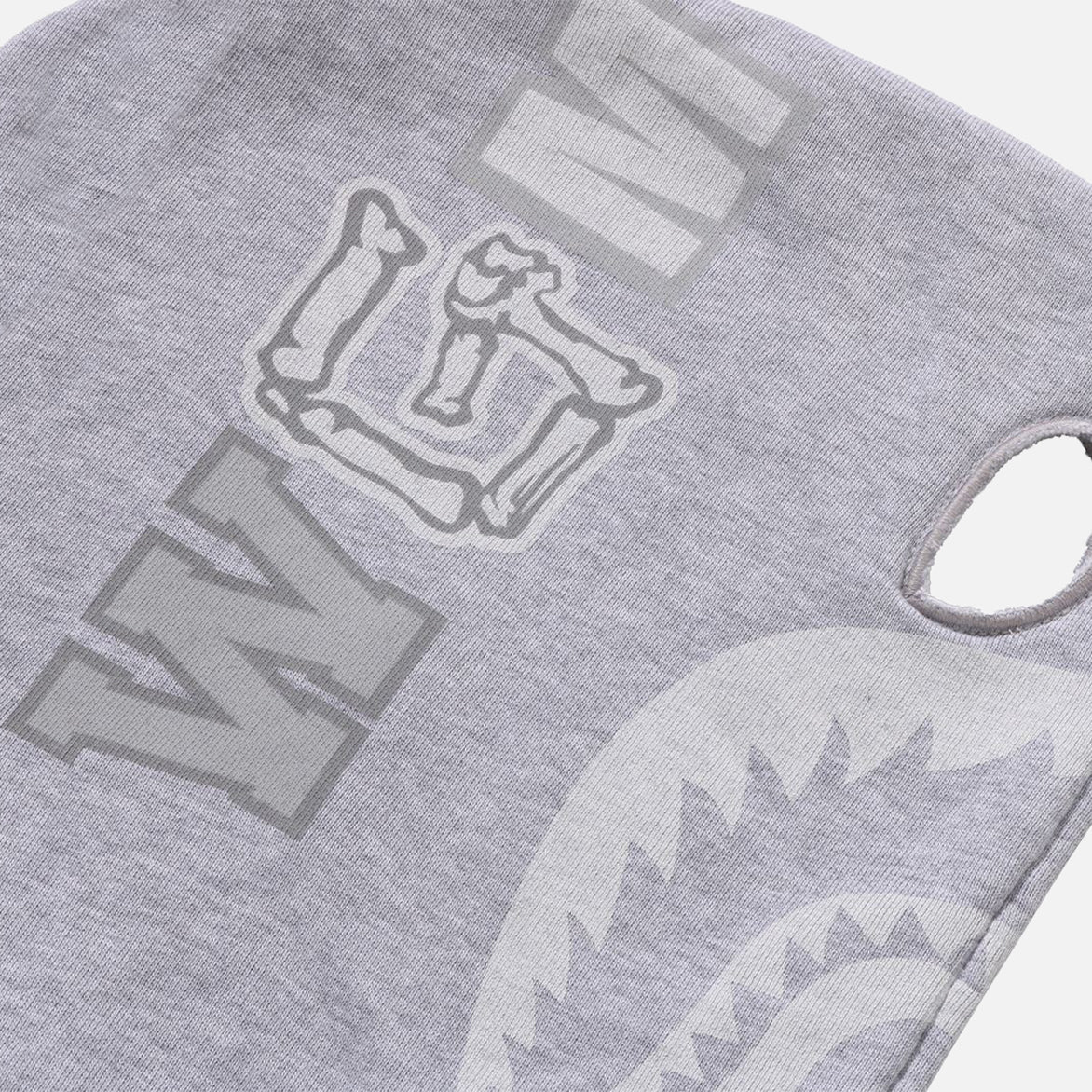 SKELETON SHARK HEAVY WASHED CROPPED FIT FULL ZIP HOODIE - GREY - Image 4