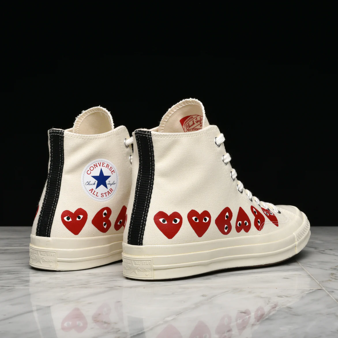 CDG PLAY X CONVERSE MULTI HEART CHUCK 70 HI - WHITE - Image 3