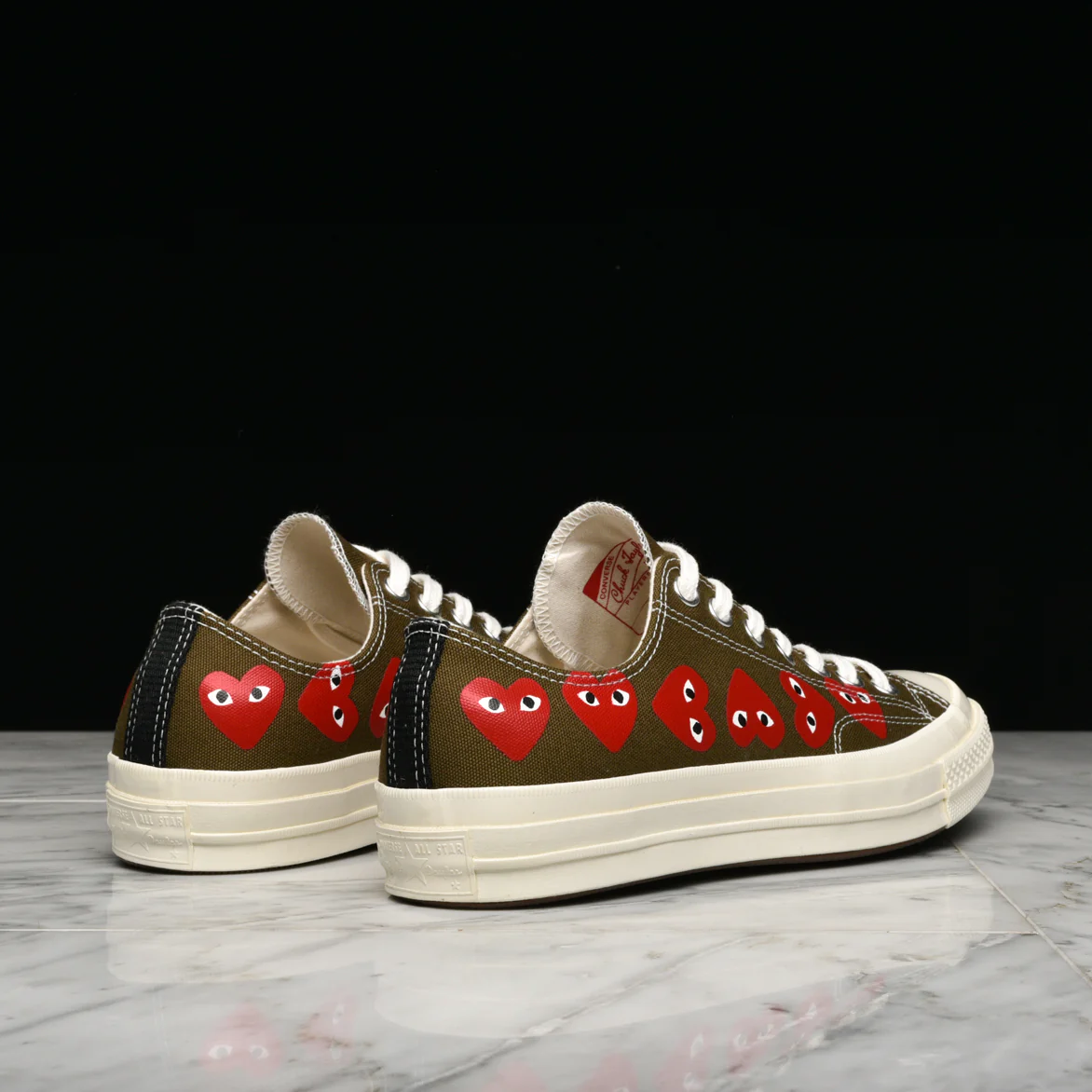 CDG PLAY X CONVERSE MULTI HEART CHUCK 70 OX - FIR GREEN - Image 3