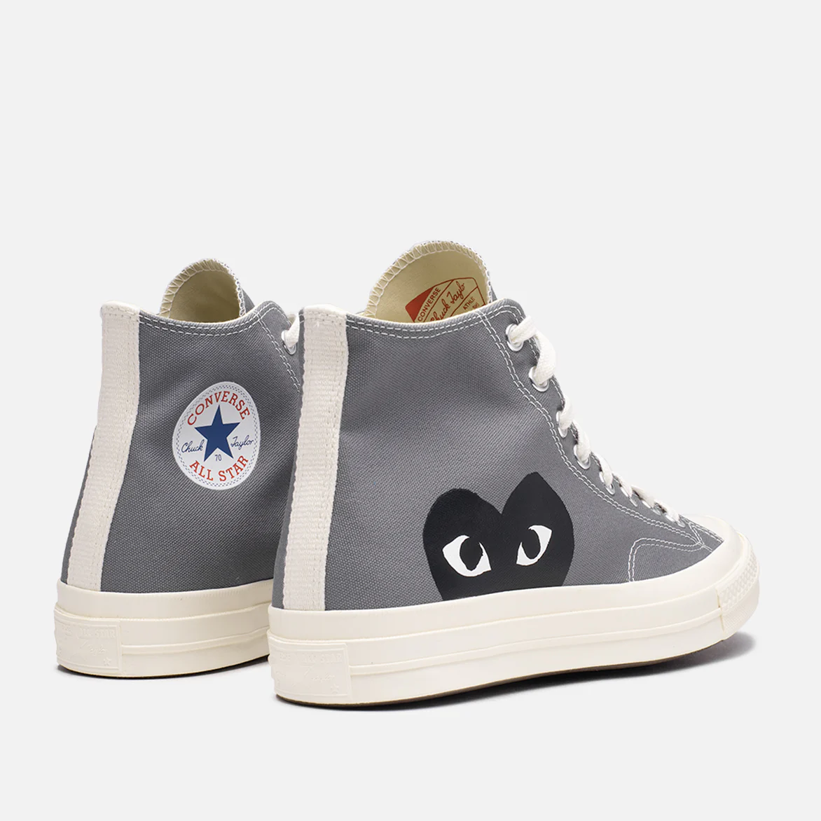 CDG PLAY X CONVERSE CHUCK 70 HIGH "BLACK HEART" - STEEL GREY - Image 3