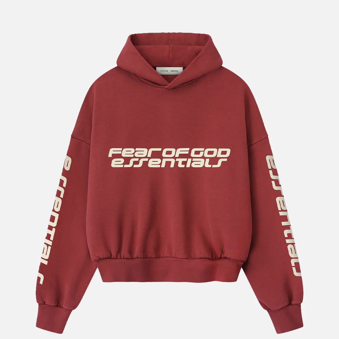 CROPPED RELAXED HOODIE - CRIMSON