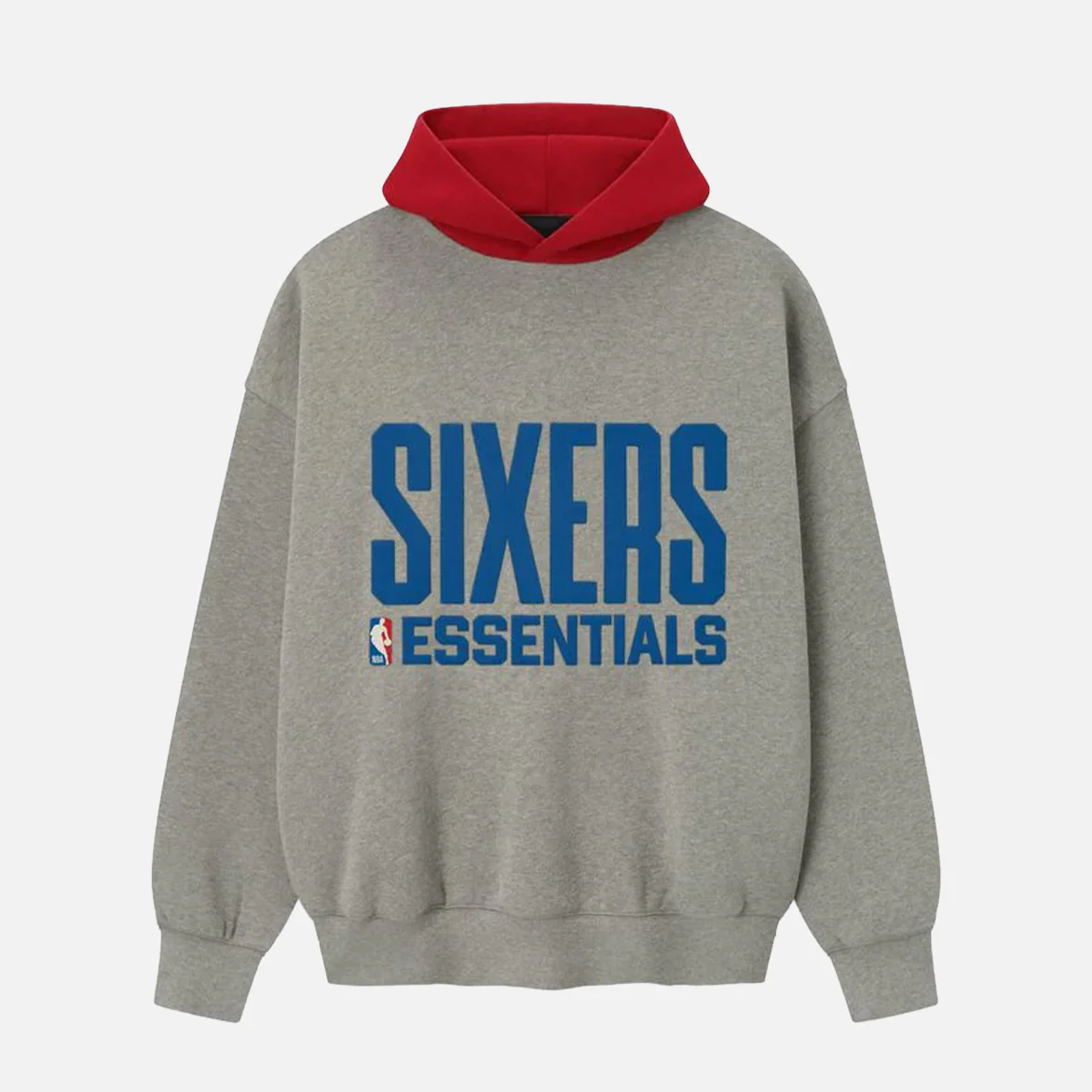 SIXERS SPORT HOODIE - CONCRETE HEATHER / RED