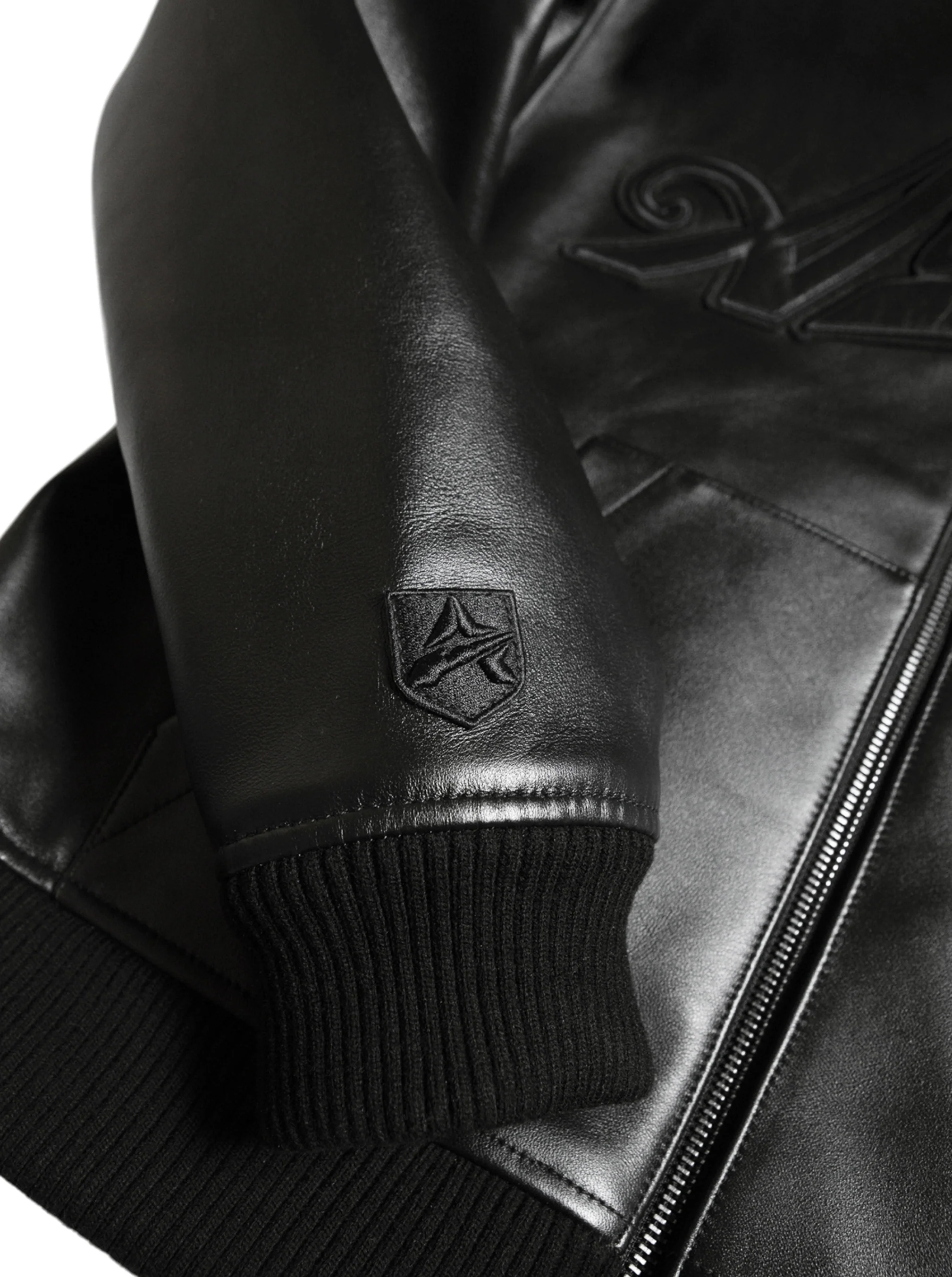 SCRIPT NAPPA LEATHER HOODIE - BLACK - Image 7