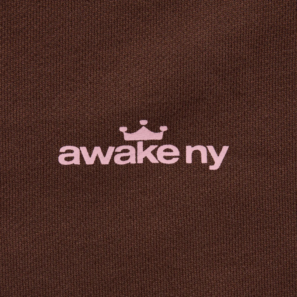 CROWN LOGO FULL-ZIP HOODIE - BROWN - Image 3