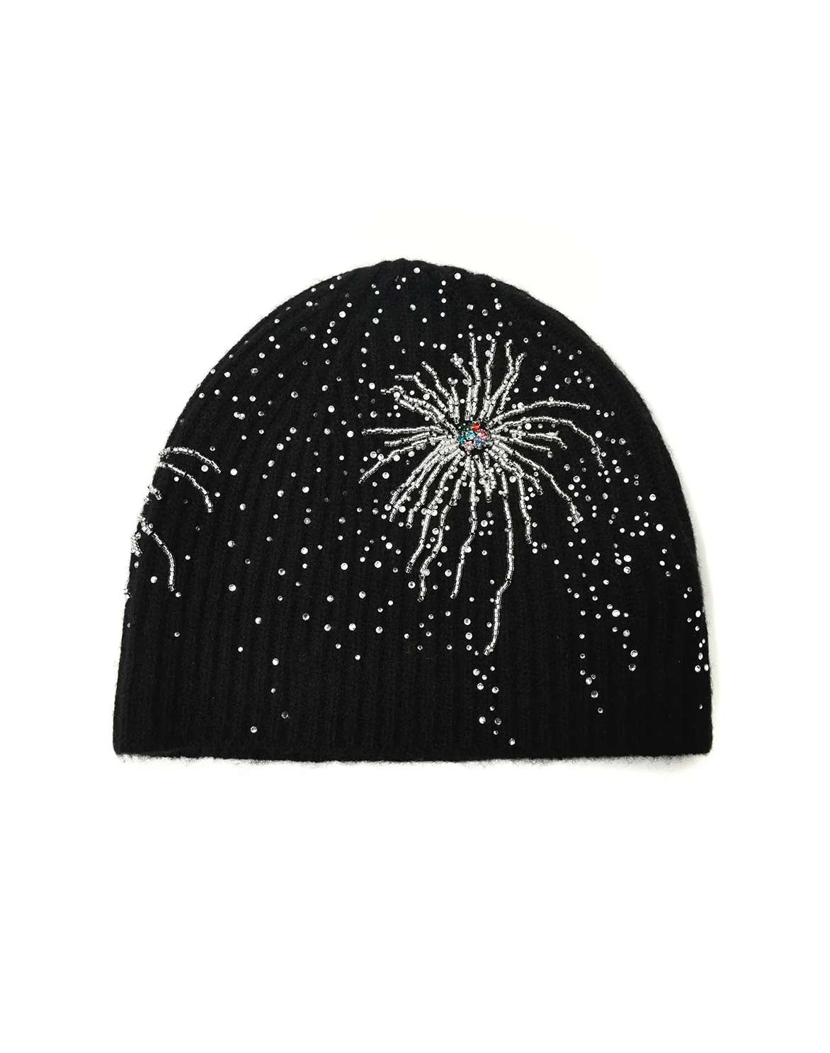 FIREWORKS STUDDED BEADED BEANIE - BLACK - Image 2