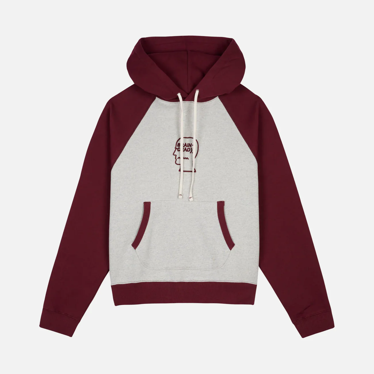 FLEECE LOGO HEAD RAGLAN HOODIE - OATMEAL MAROON