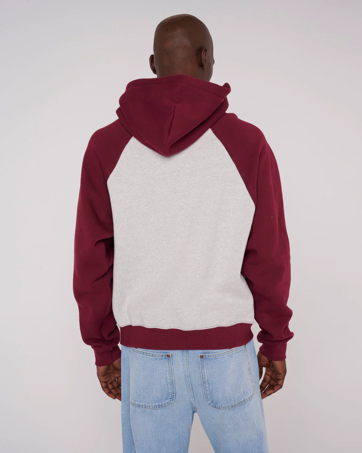 FLEECE LOGO HEAD RAGLAN HOODIE - OATMEAL MAROON - Image 5
