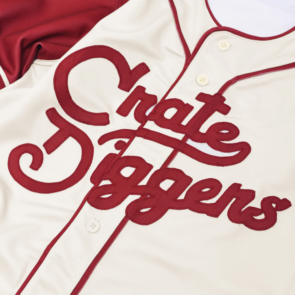 CRATE DIGGERS PHILADELPHIA JERSEY - CREAM / BURGUNDY - Image 3