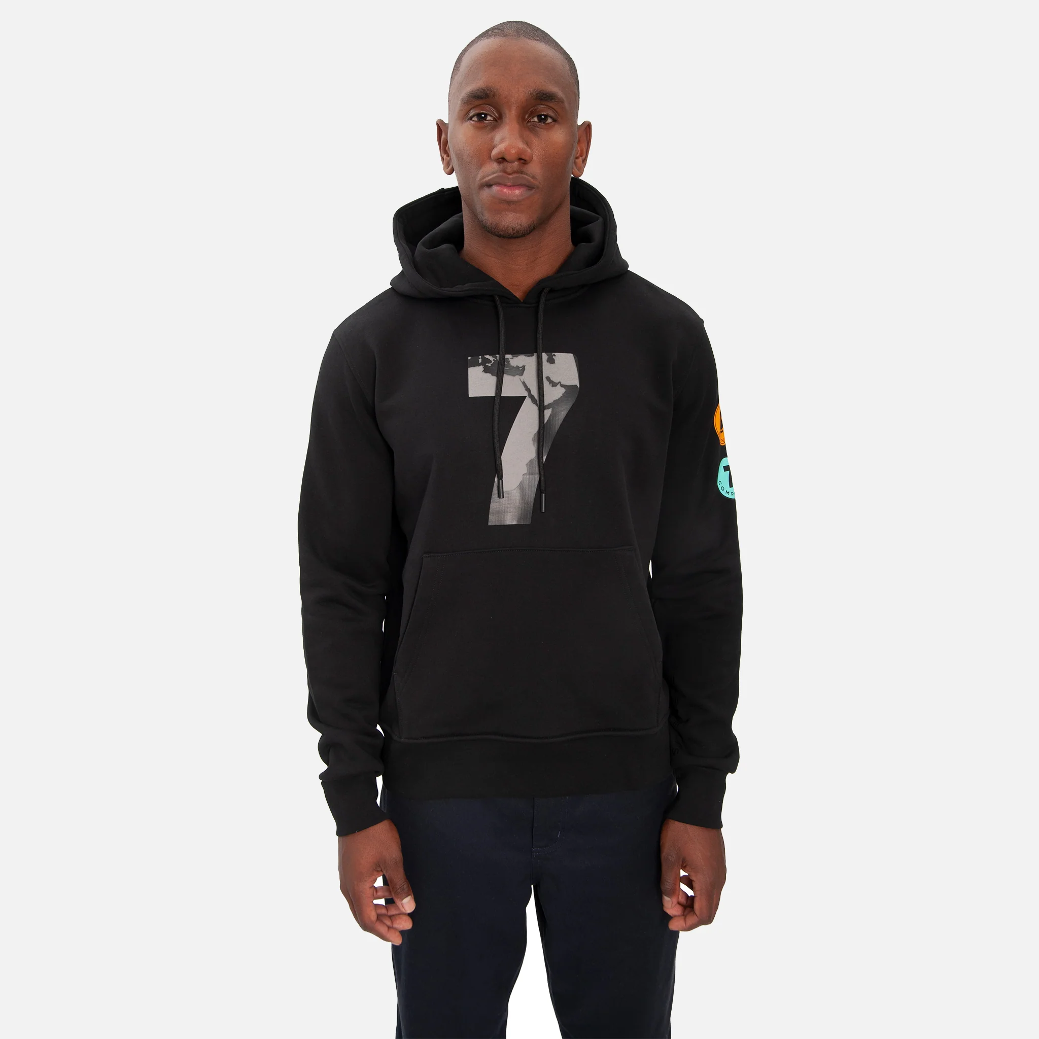 COMPOUND X SAVE THE DUCK "7" HOODIE - BLACK / GREY - Image 4