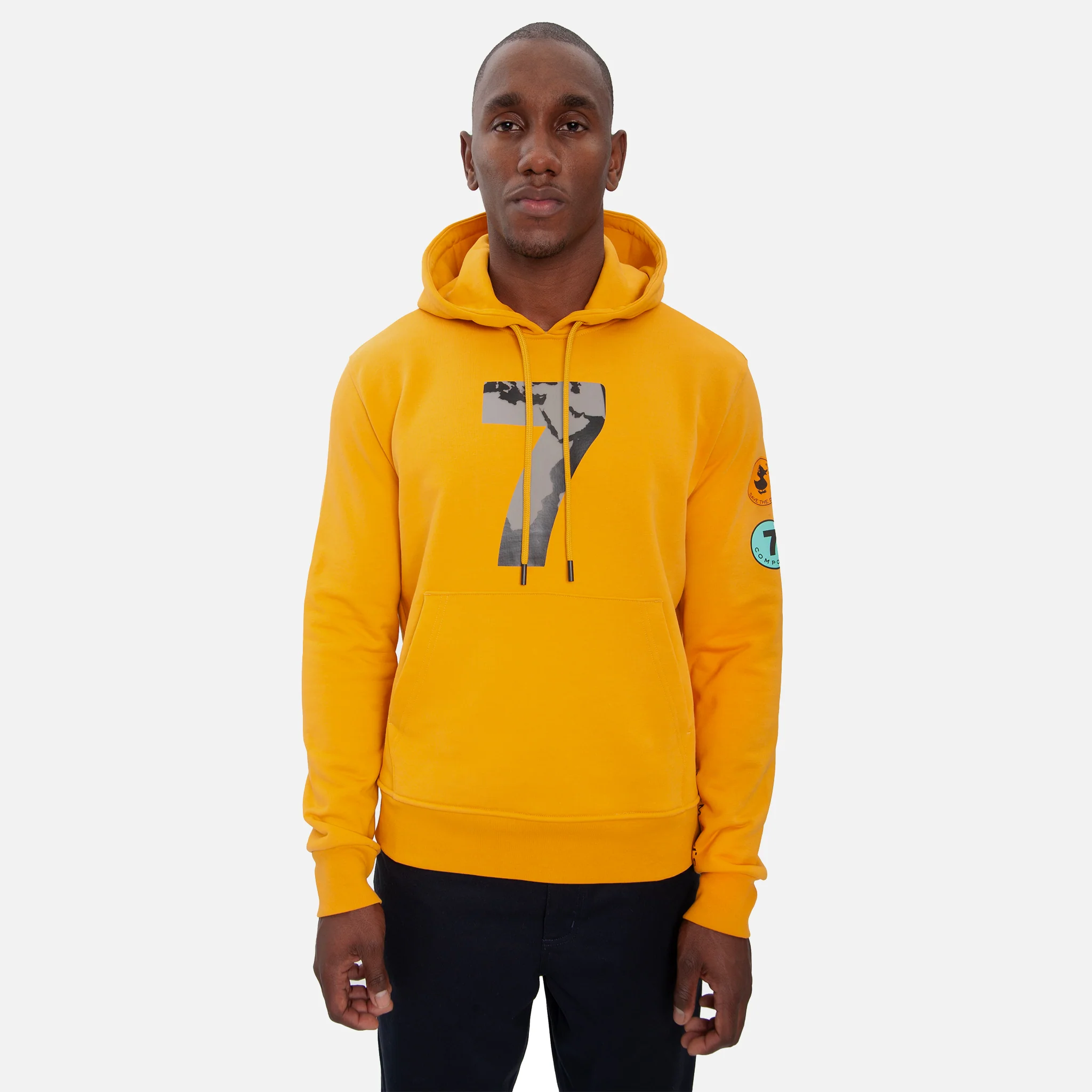 COMPOUND X SAVE THE DUCK "7" HOODIE - YELLOW / BLACK - Image 5