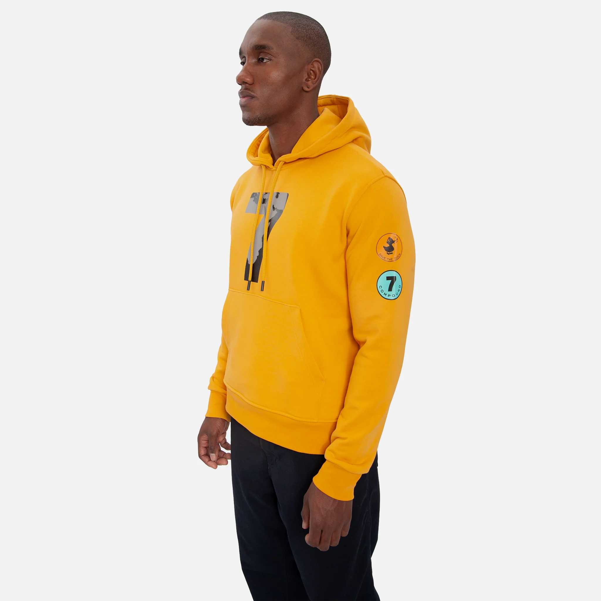 COMPOUND X SAVE THE DUCK "7" HOODIE - YELLOW / BLACK - Image 6