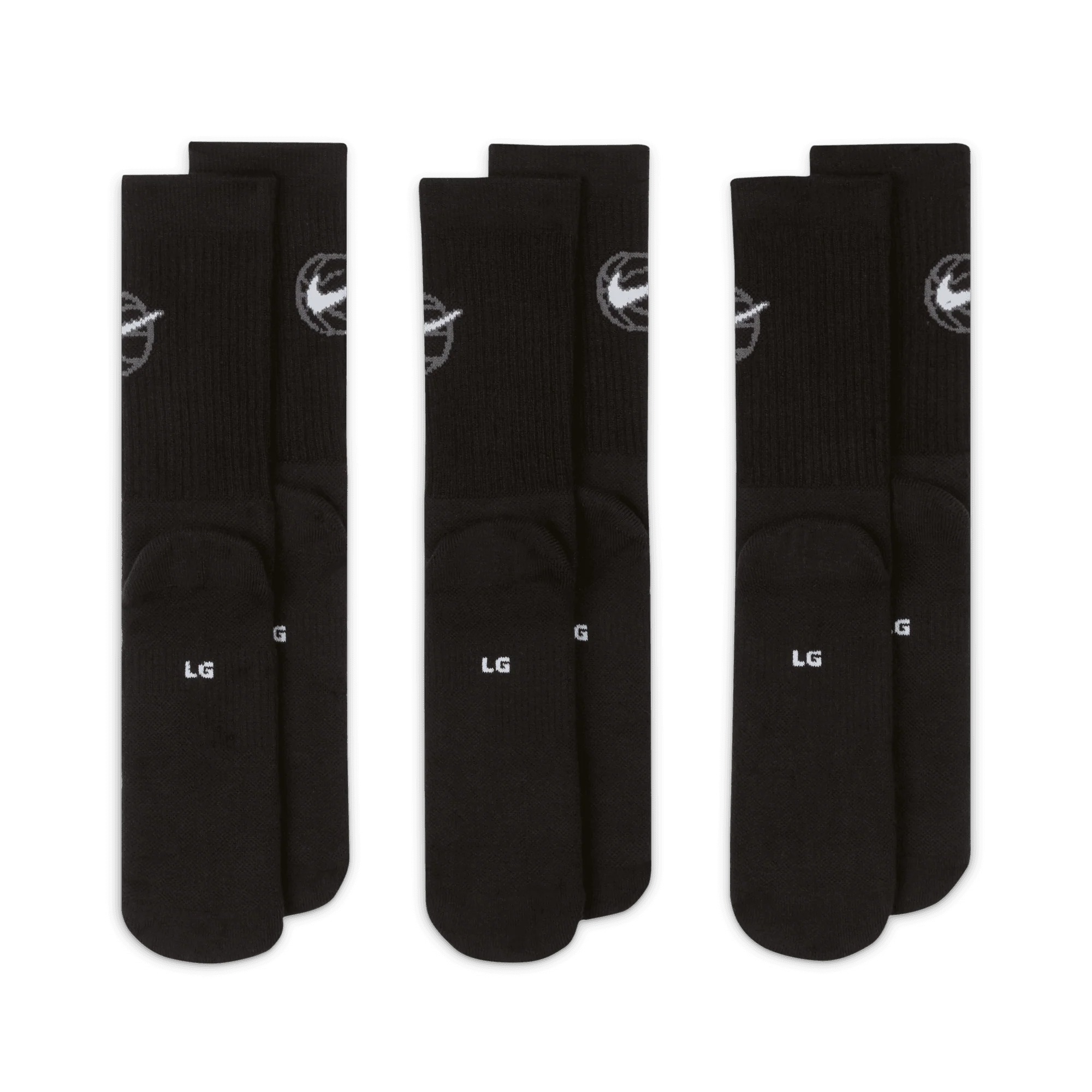 EVERYDAY CREW BASKETBALL SOCKS (3 PACK) - BLACK - Image 4