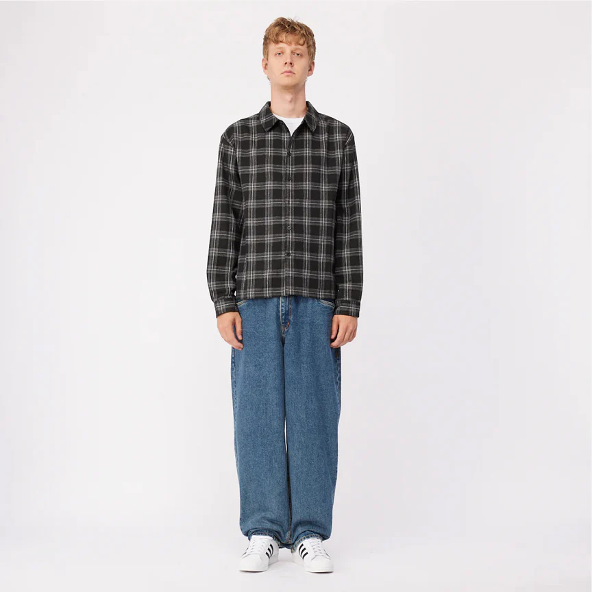 PLAID FLANNEL SHIRT - BLACK - Image 2