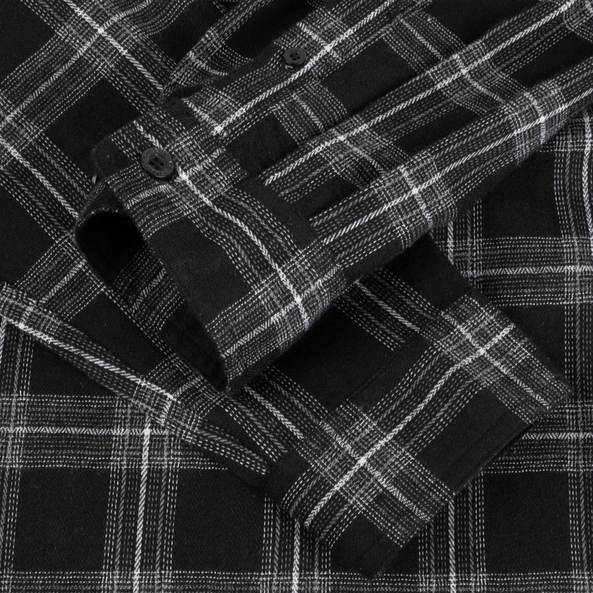 PLAID FLANNEL SHIRT - BLACK - Image 4