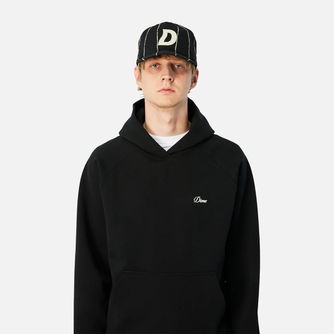 PINSTRIPED WORKER CAP - BLACK - Image 2