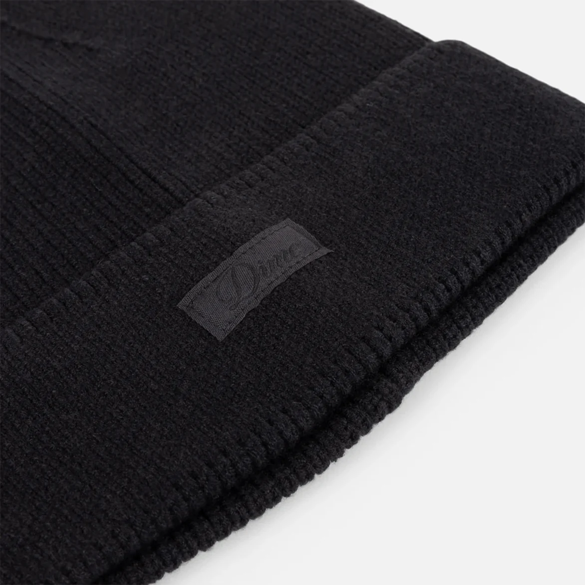 CURSIVE RIB BEANIE - BLACK - Image 3