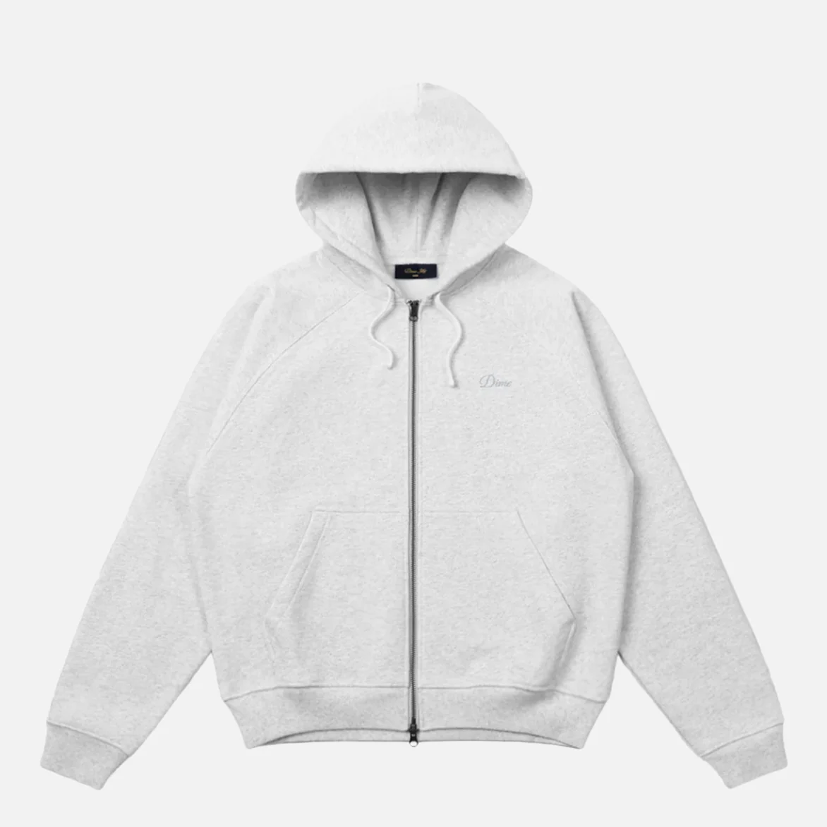 CURSIVE SMALL LOGO ZIP HOODIE - ASH