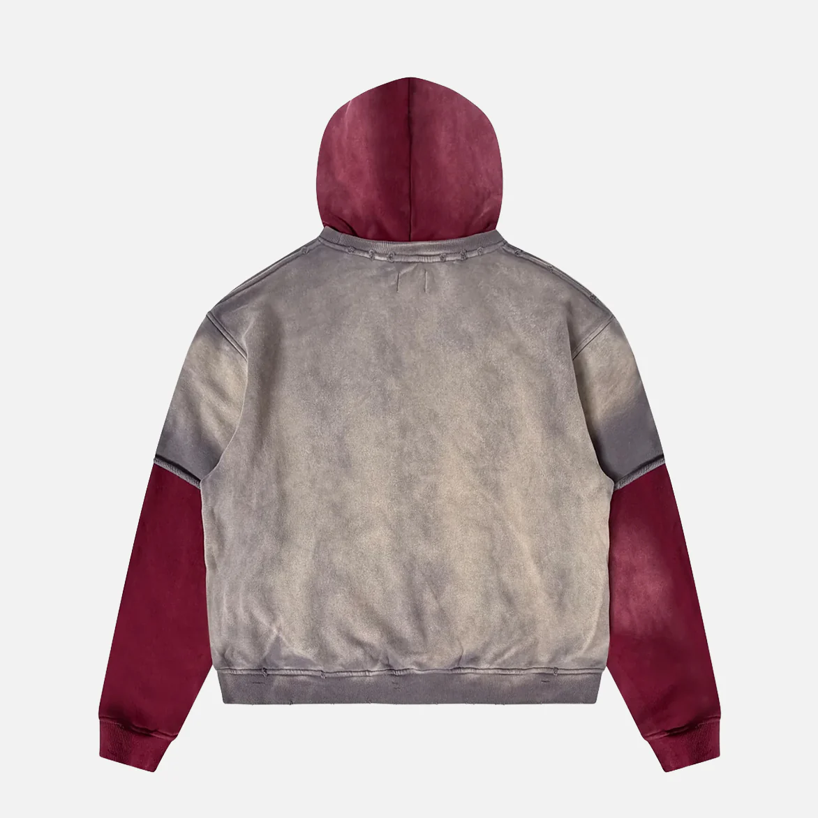 DSM DOUBLE LAYER HOODIE - WASHED BLACK / MAROON - Image 2