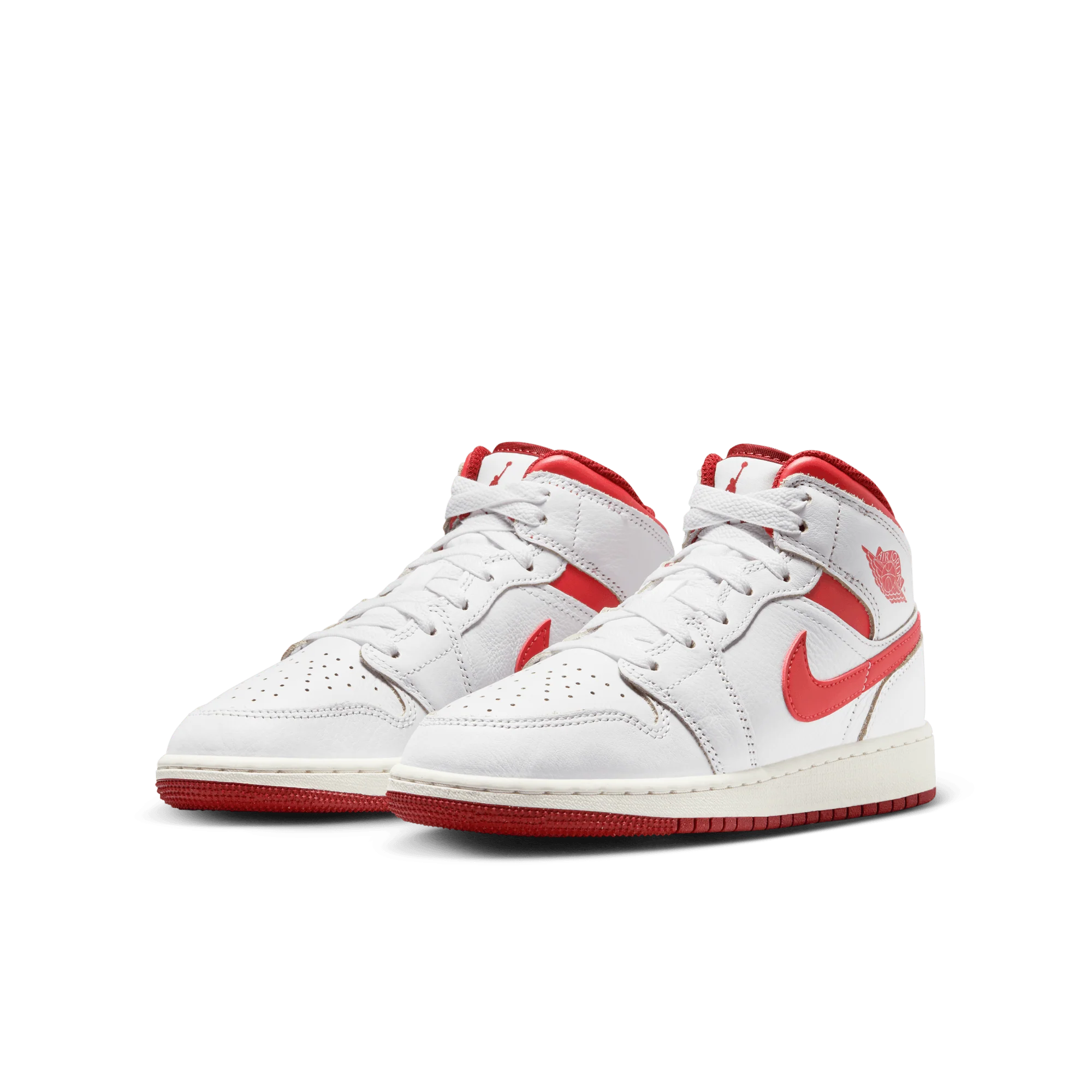 AIR JORDAN 1 MID SE (GS) - WHITE / LOBSTER - Image 3