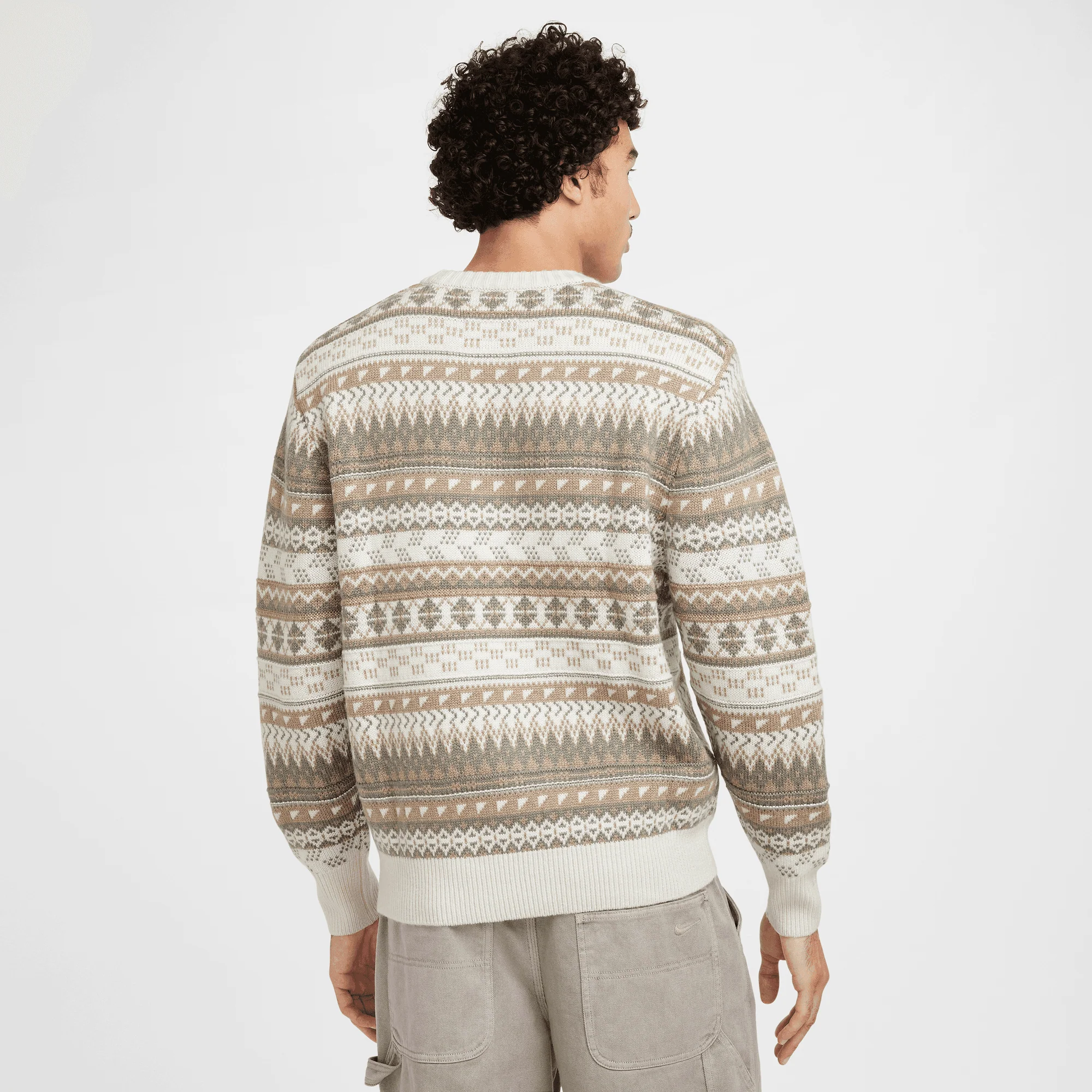 NIKE LIFE FAIR ASLE SWOOSH SWEATER- LIGHT OREWOOD BROWN/ SAIL - Image 3