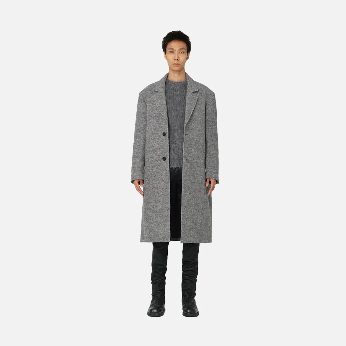 WOOL OVERCOAT - GREY - Image 2