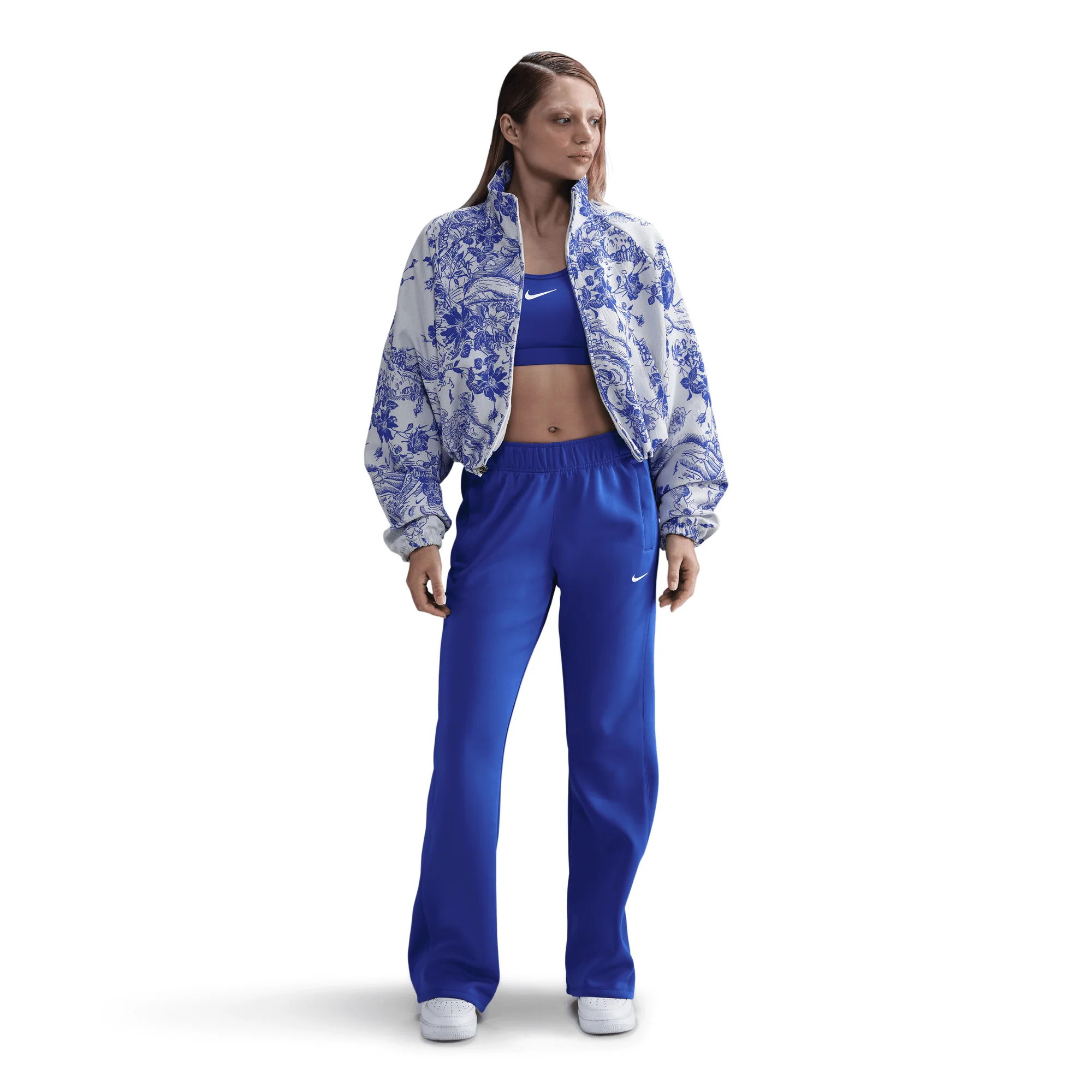 WMNS OVERSIZED JACQUARD TRACKSUIT JACKET - WHITE / HYPER ROYAL - Image 4