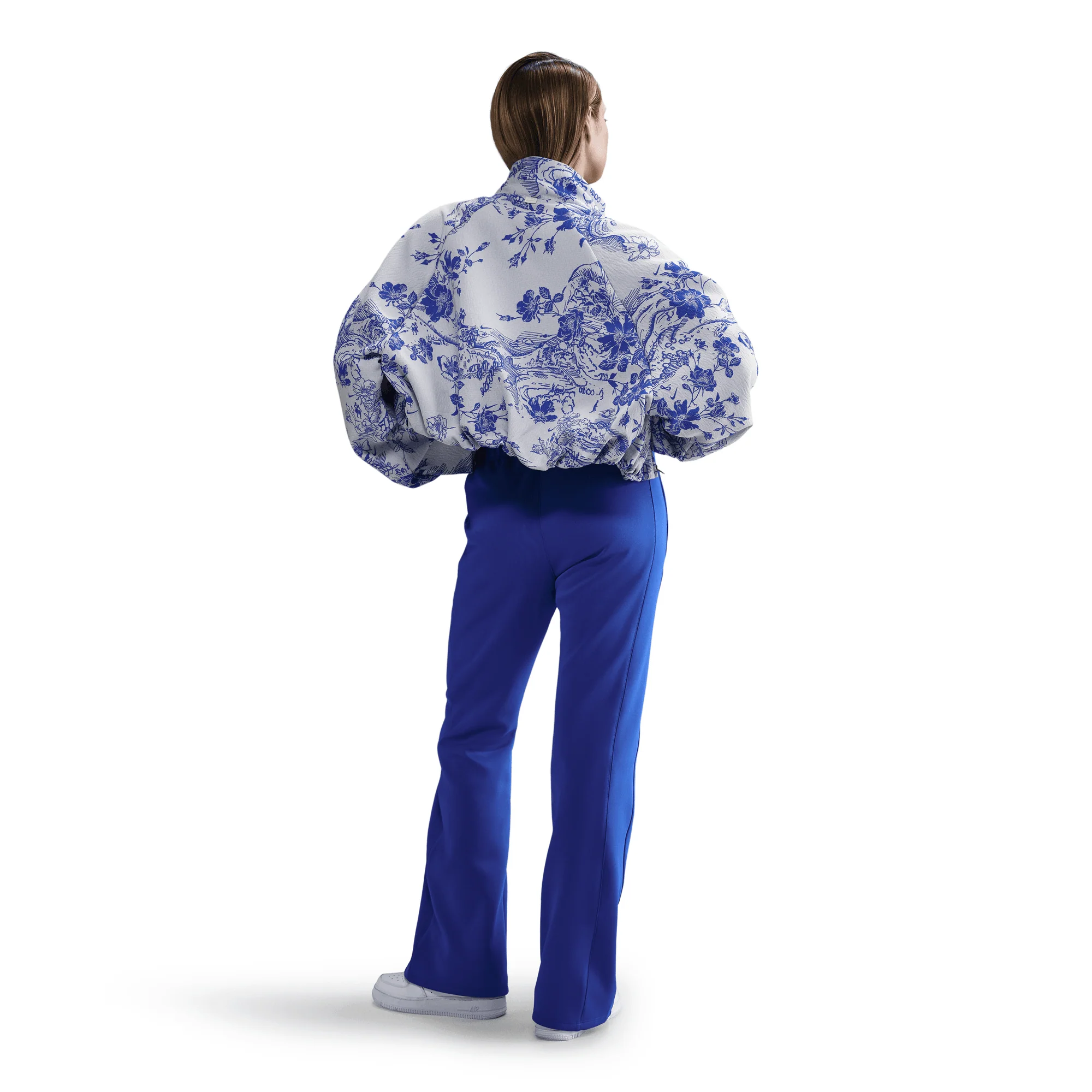 WMNS OVERSIZED JACQUARD TRACKSUIT JACKET - WHITE / HYPER ROYAL - Image 5