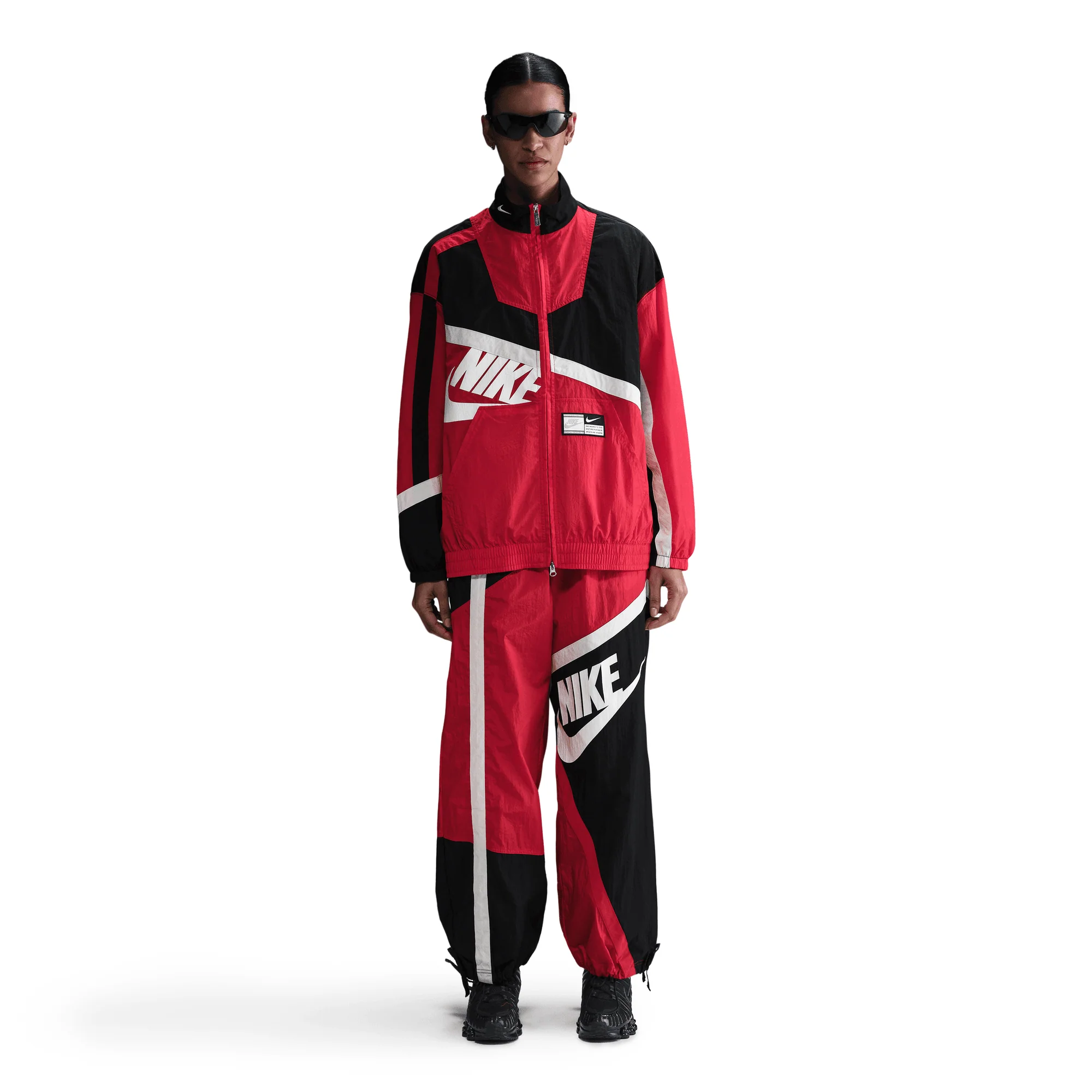WMNS OVERSIZED WOVEN JACKET - UNIVERSITY RED / BLACK - Image 2