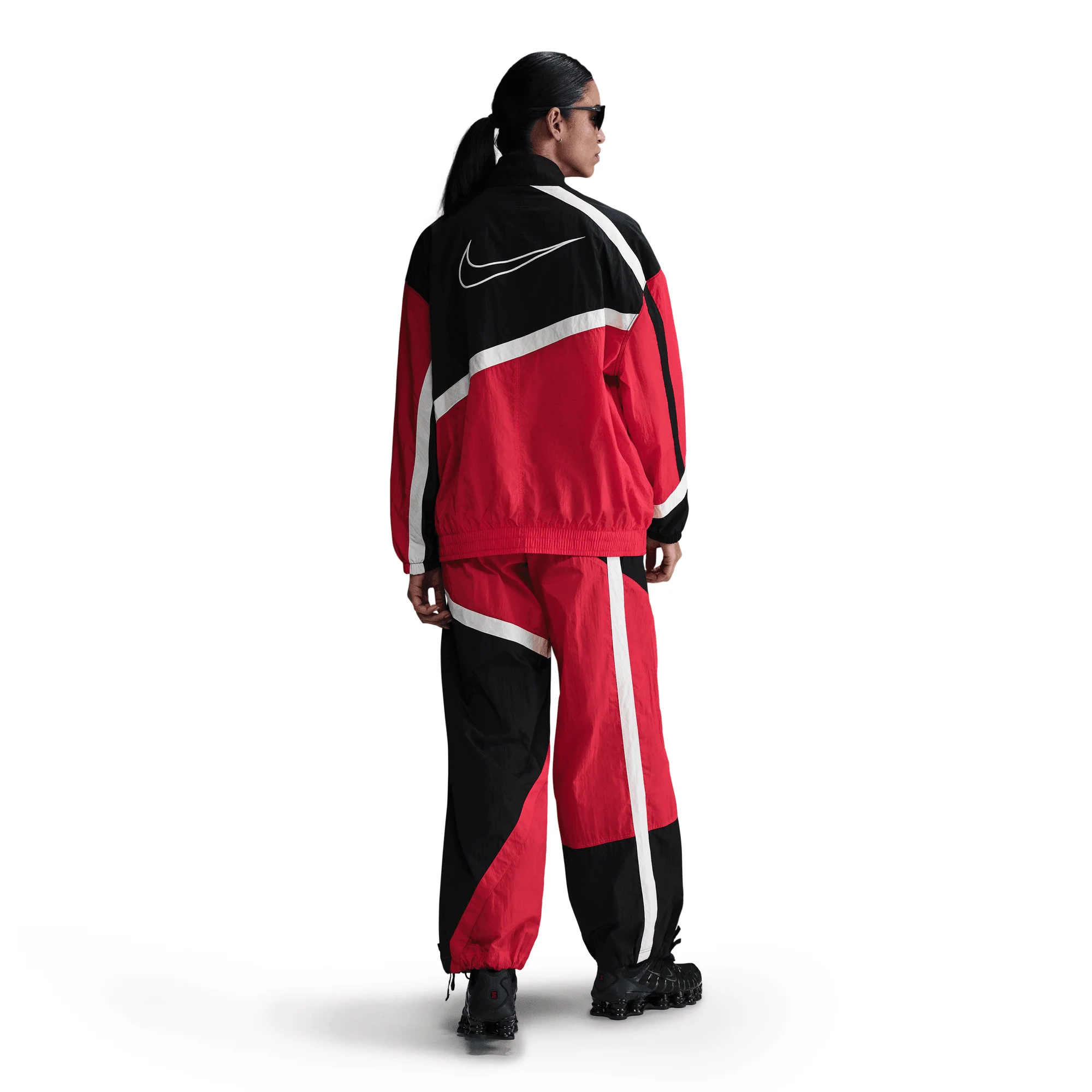 WMNS OVERSIZED WOVEN JACKET - UNIVERSITY RED / BLACK - Image 3