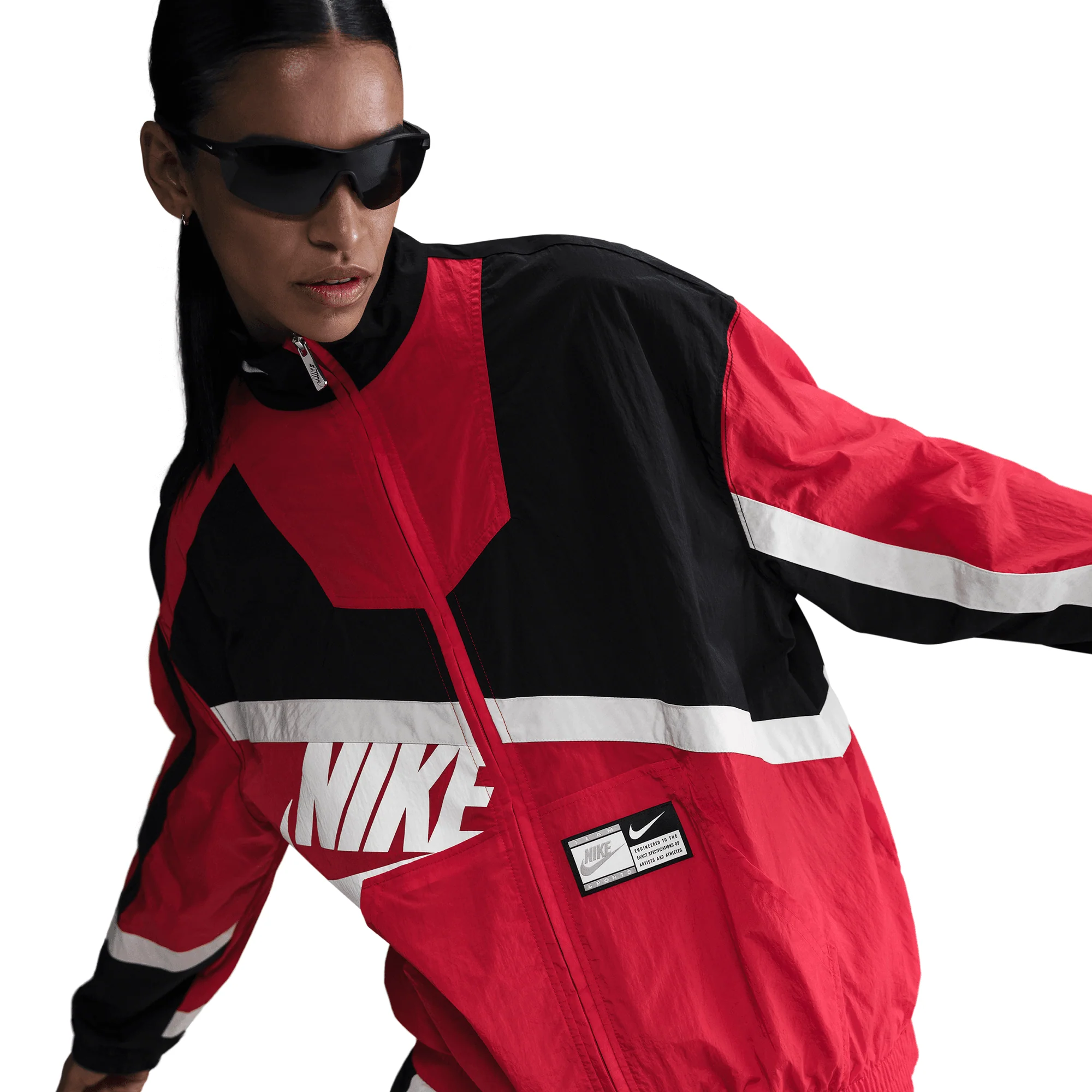 WMNS OVERSIZED WOVEN JACKET - UNIVERSITY RED / BLACK - Image 5