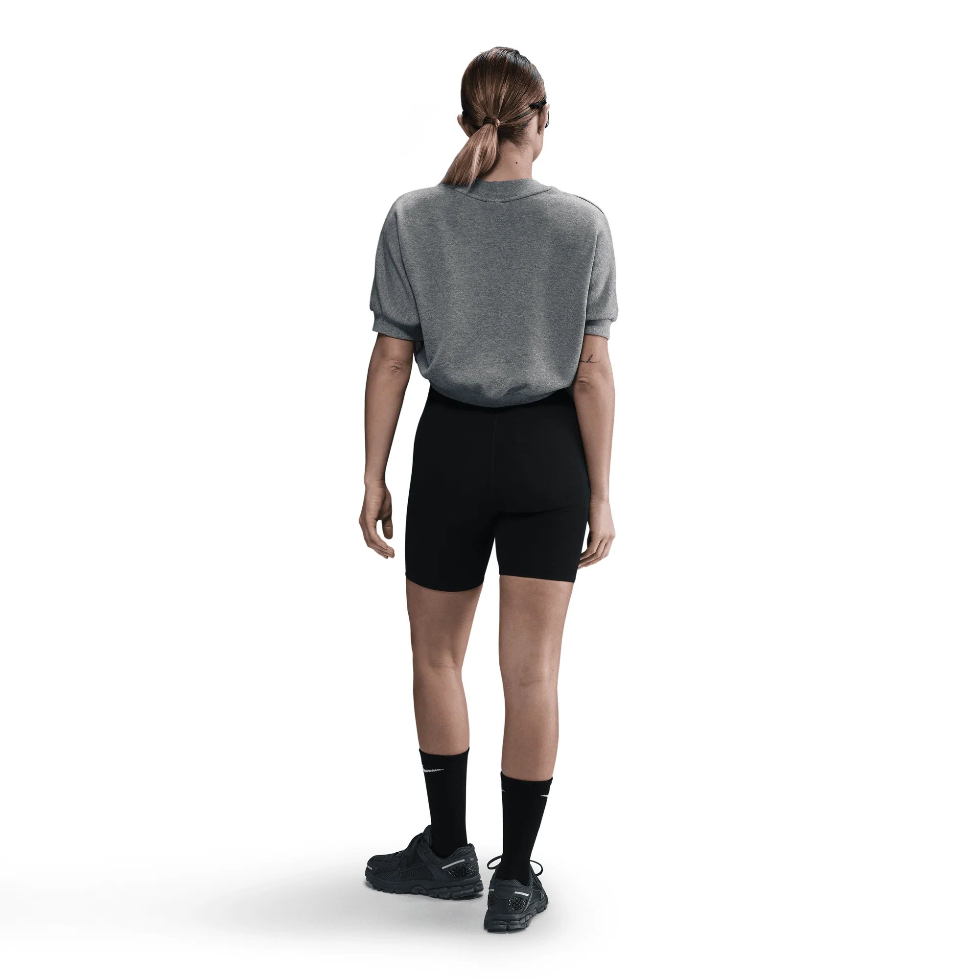 WMNS S/S CROPPED FRENCH TERRY TOP - CARBON HEATHER - Image 5