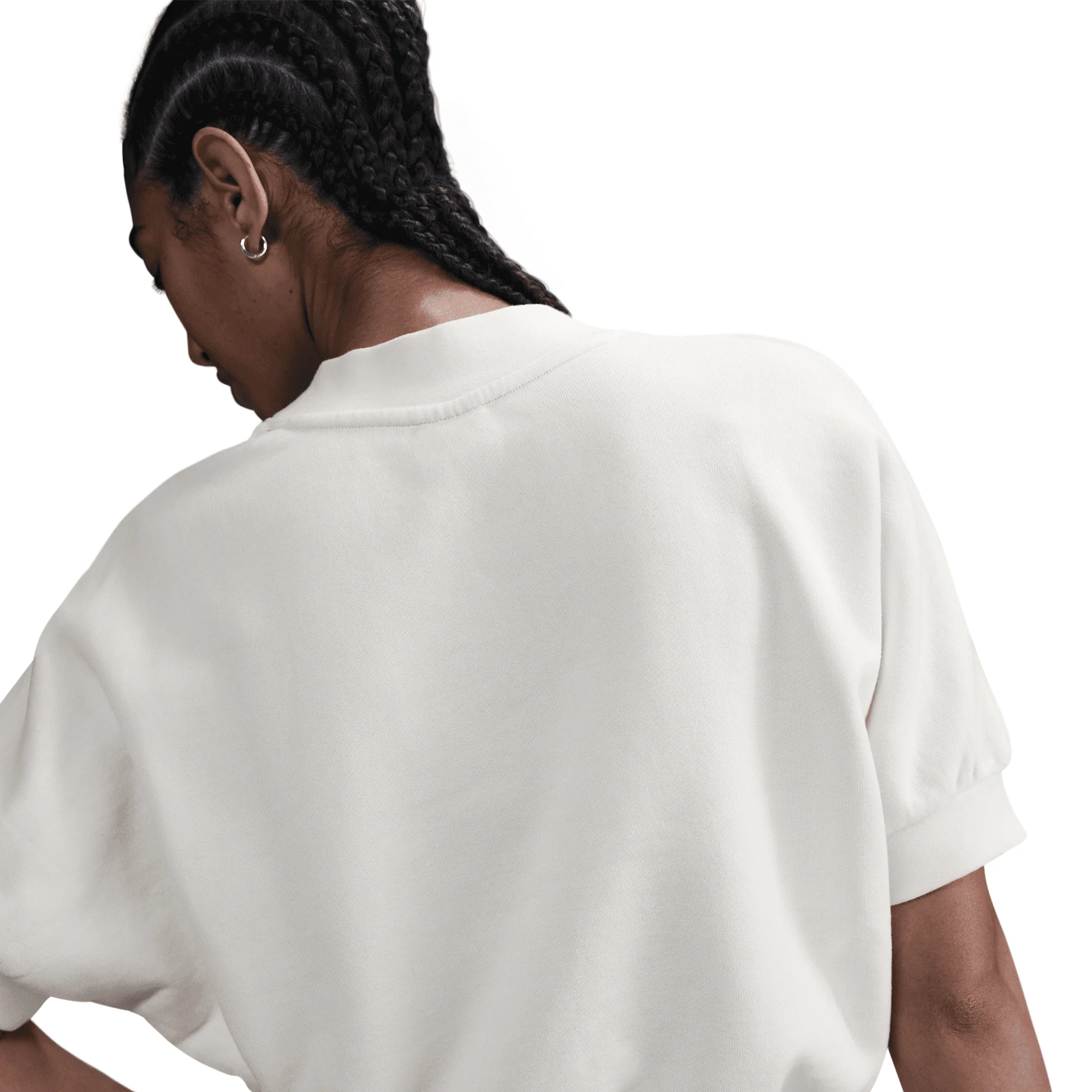WMNS CREWNECK S/S CROPPED FRENCH TERRY TOP - SAIL - Image 2
