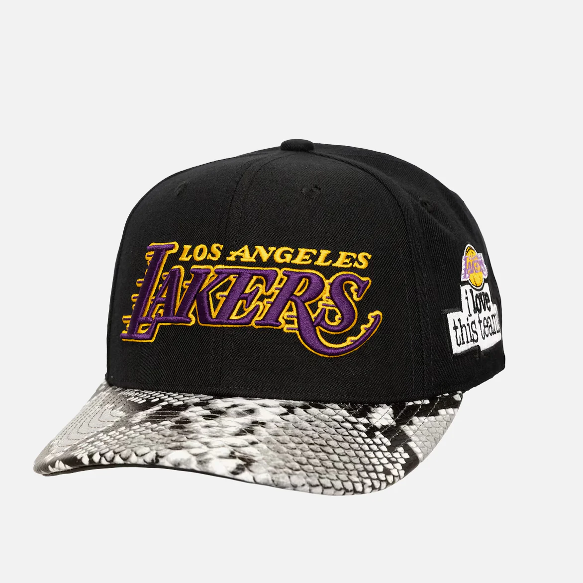 JUST DON X MITCHELL & NESS "I LOVE THIS TEAM" SNAKESKIN STRAPBACK - LAKERS