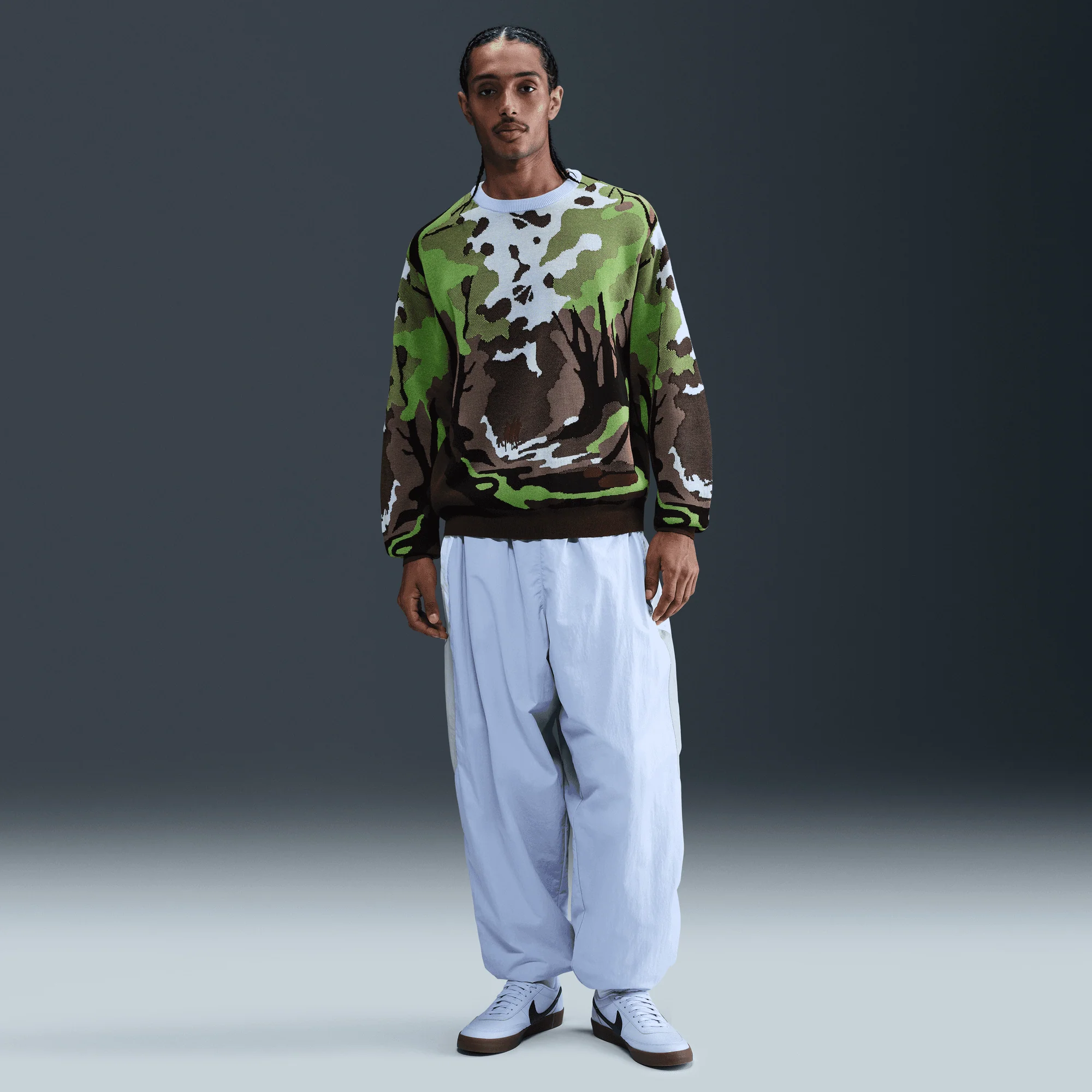 NIKE LIFE WILDERNESS SWEATER - CELESTINE BLUE / CHLOROPHYLL - Image 6