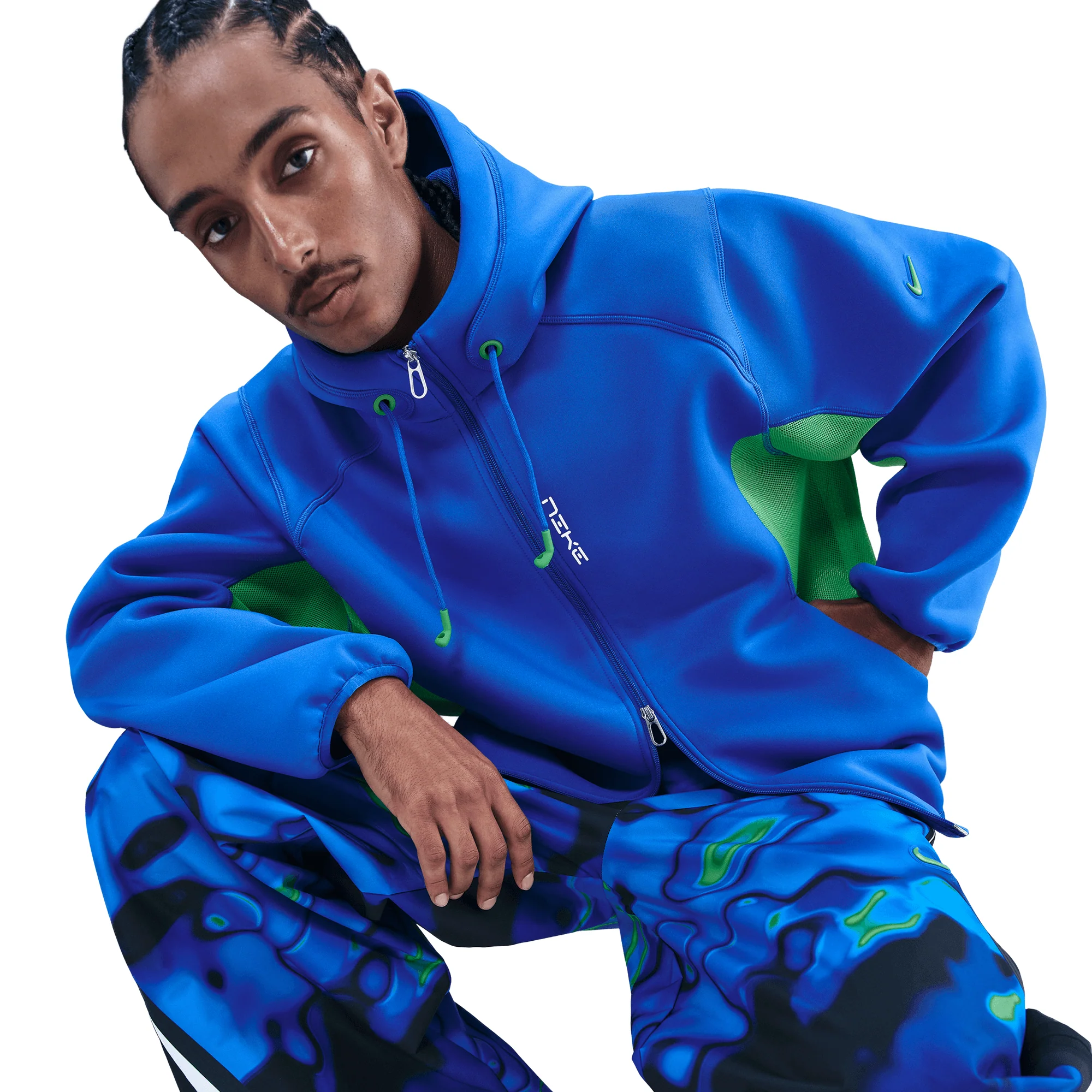 PROJECT F.R.O.G FULL ZIP HOODIE - HYPER ROYAL / GREEN SHOCK - Image 3