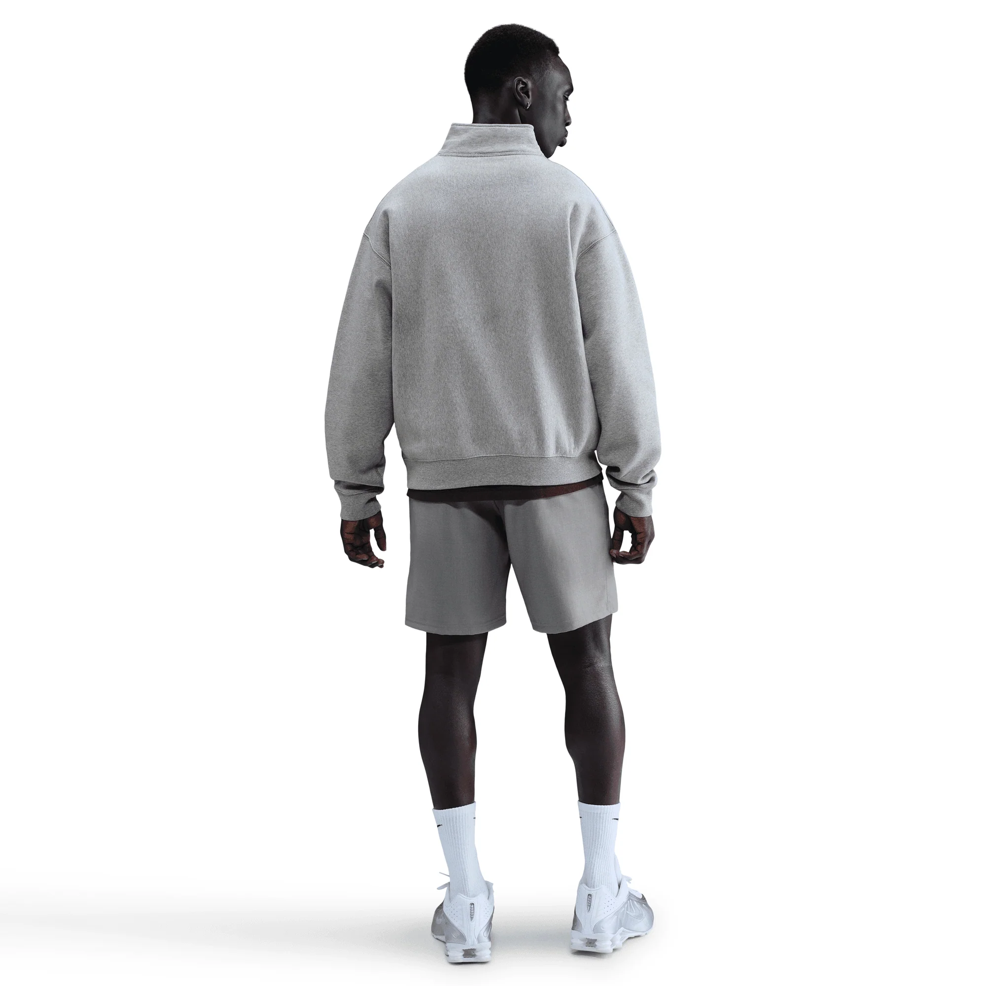 SOLO SWOOSH FLEECE 1/4 ZIP TOP - DARK GREY HEATHER - Image 5