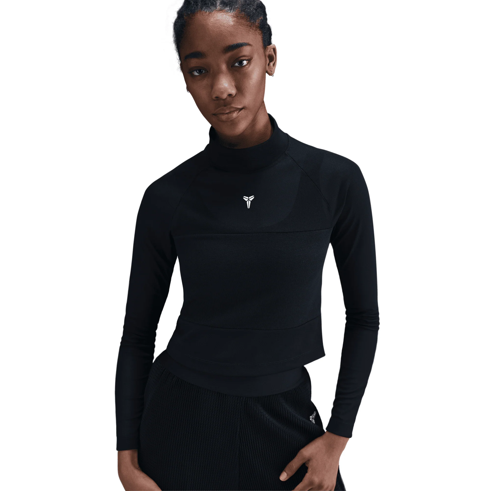 WMNS KOBE DETAILS LS CROP TOP - BLACK