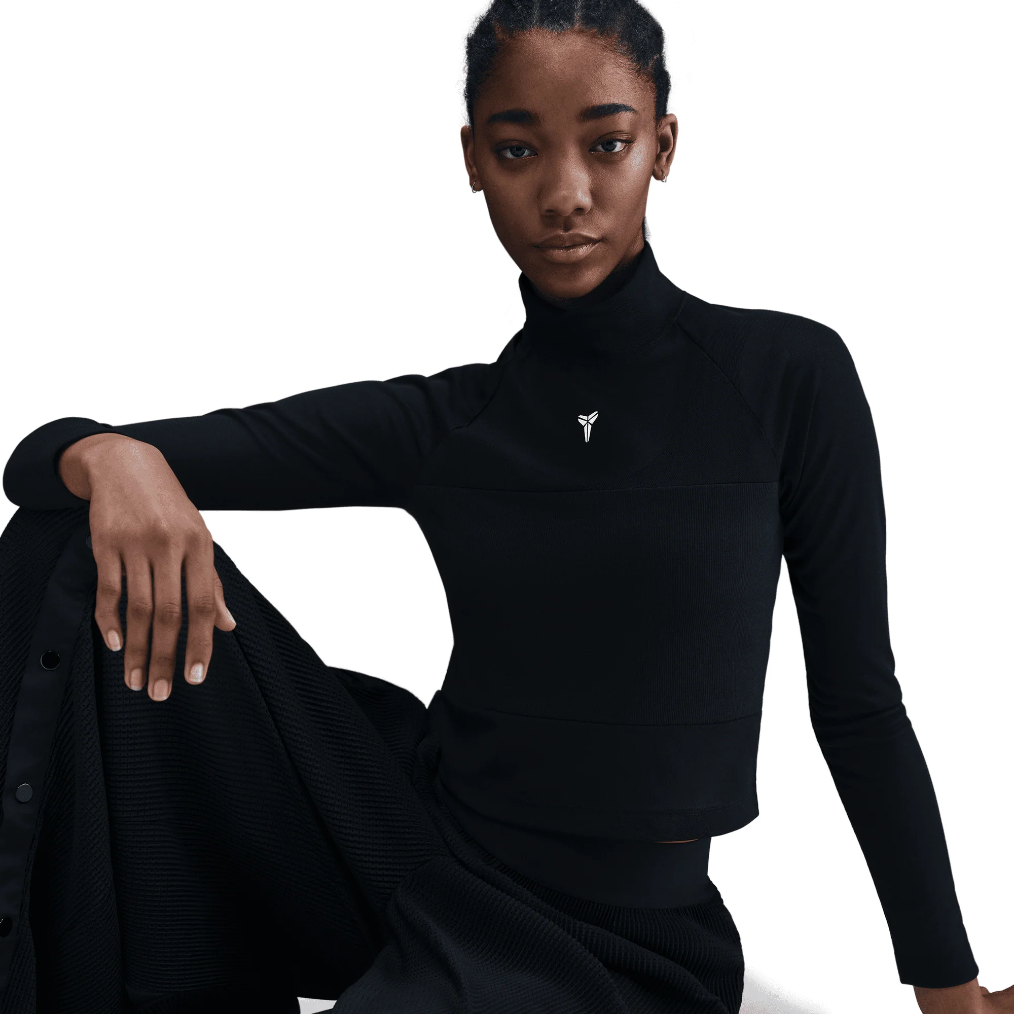 WMNS KOBE DETAILS LS CROP TOP - BLACK - Image 5
