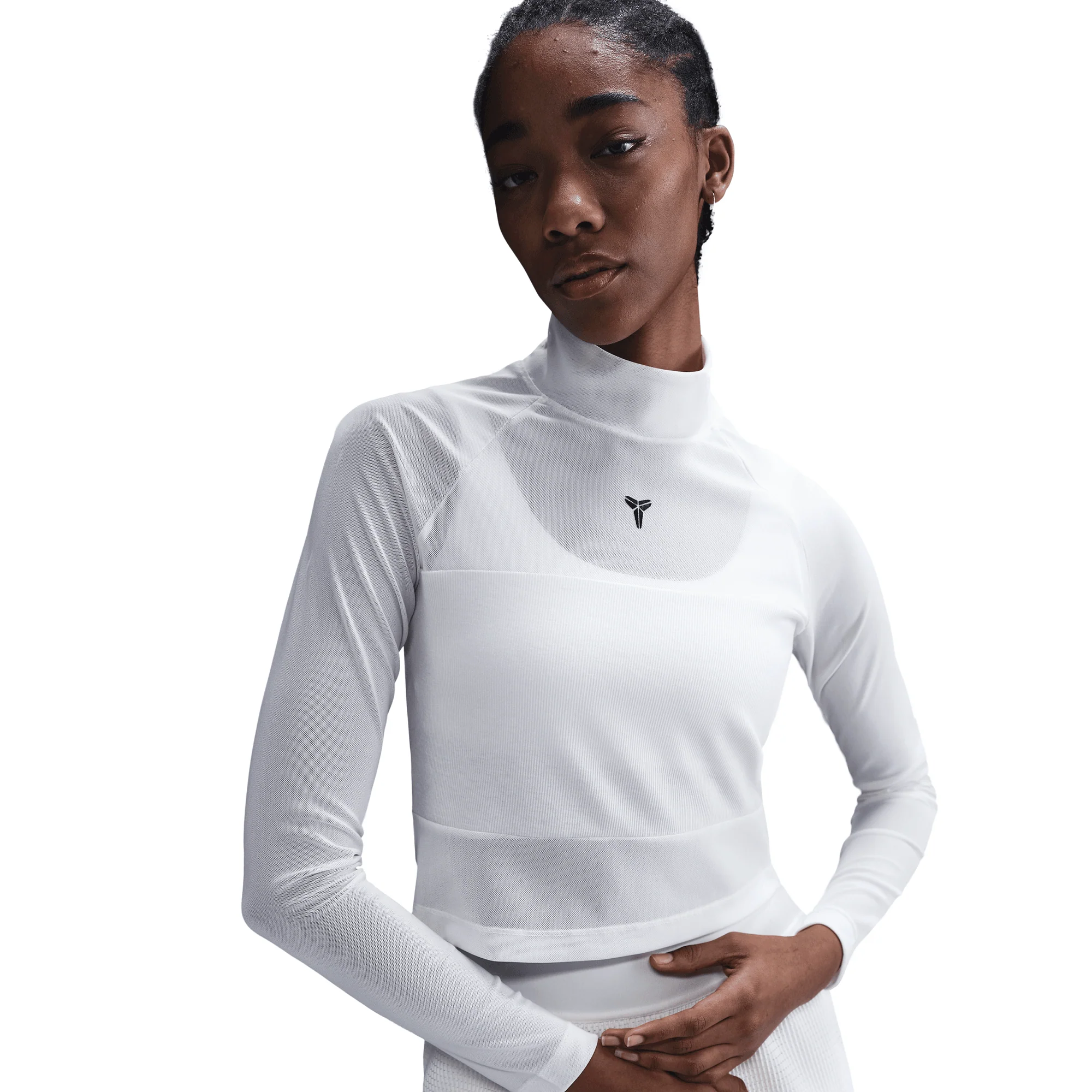 WMNS KOBE DETAILS LS CROP TOP - WHITE