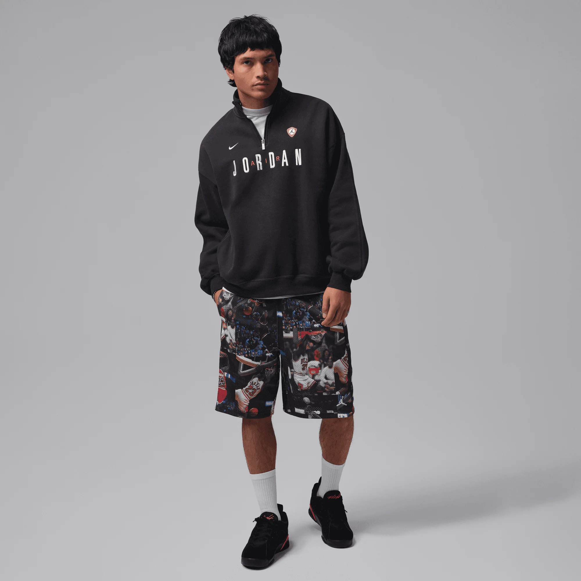 JORDAN FLIGHT PRINTED CAT SCRATCH SHORTS - BLACK / MULTI - Image 7