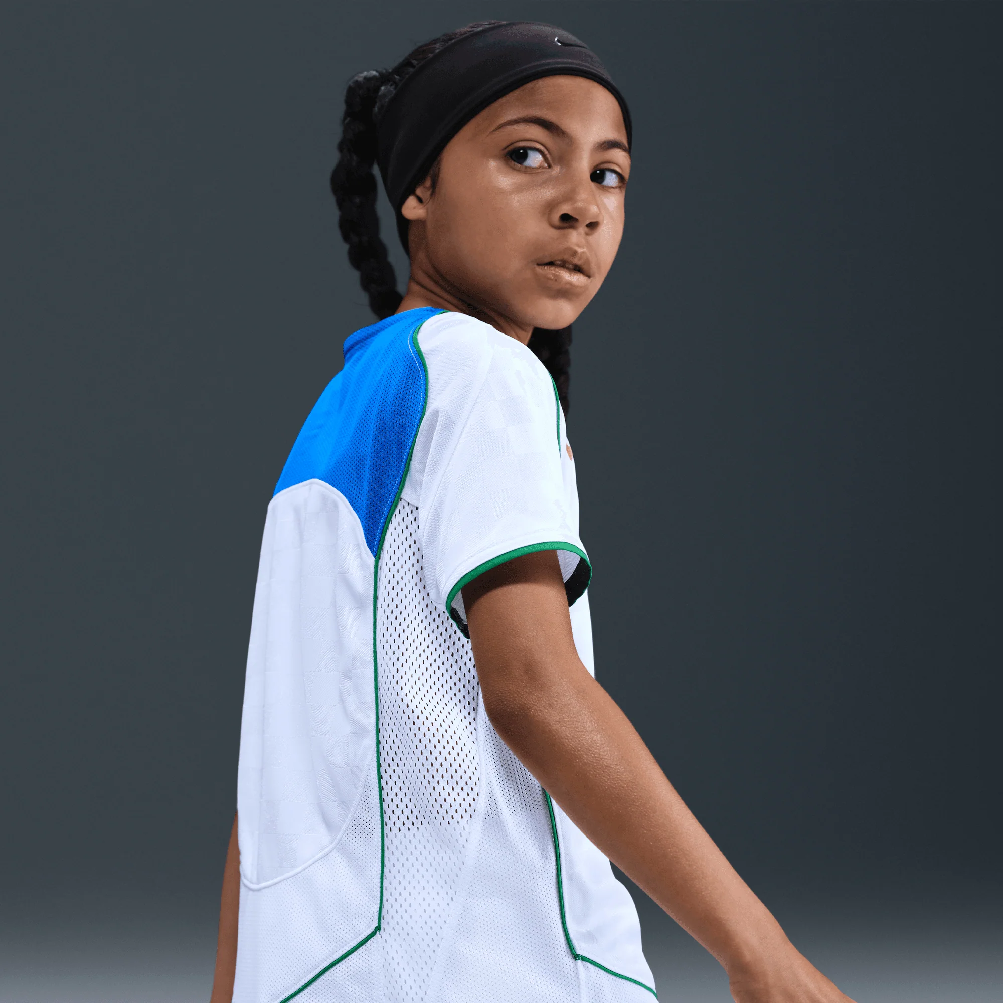 KIDS TOTAL 90 DRI-FIT SOCCER JERSEY - WHITE / ITALY BLUE - Image 2