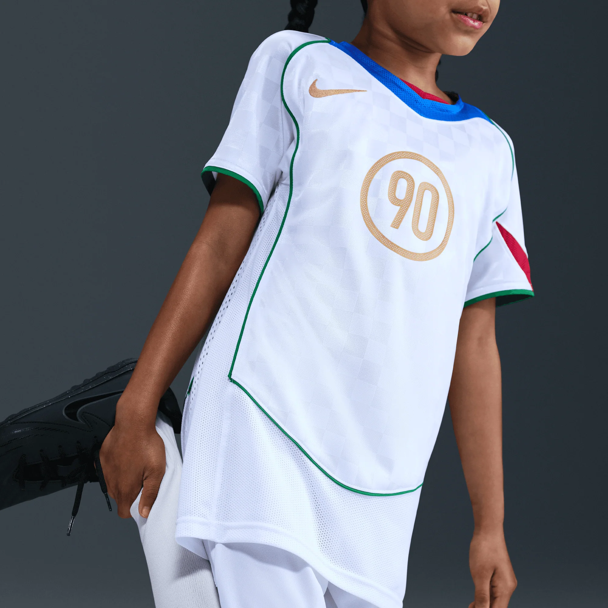 KIDS TOTAL 90 DRI-FIT SOCCER JERSEY - WHITE / ITALY BLUE - Image 3