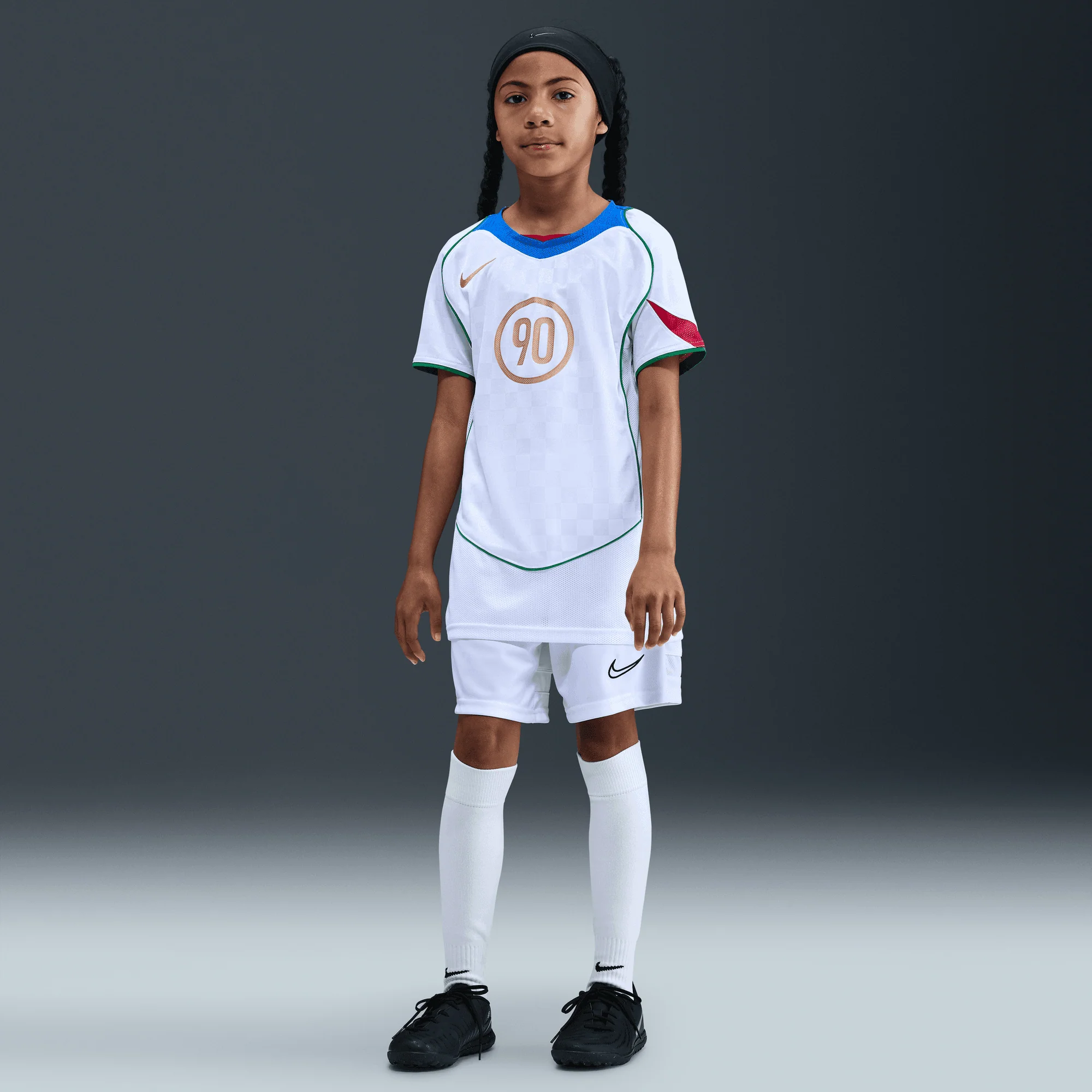 KIDS TOTAL 90 DRI-FIT SOCCER JERSEY - WHITE / ITALY BLUE - Image 5