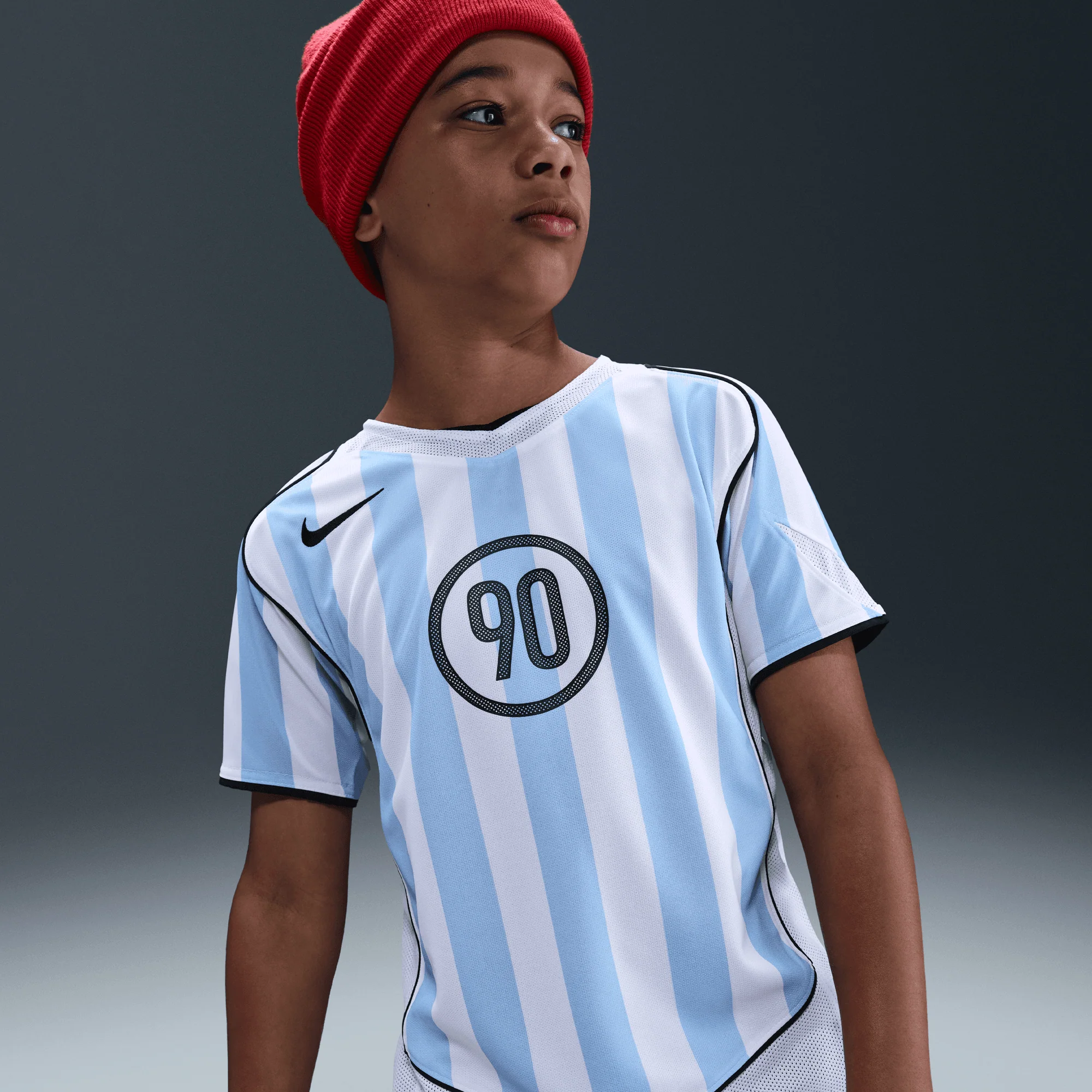 KIDS TOTAL 90 DRI-FIT SOCCER JERSEY - PSYCHIC BLUE / WHITE
