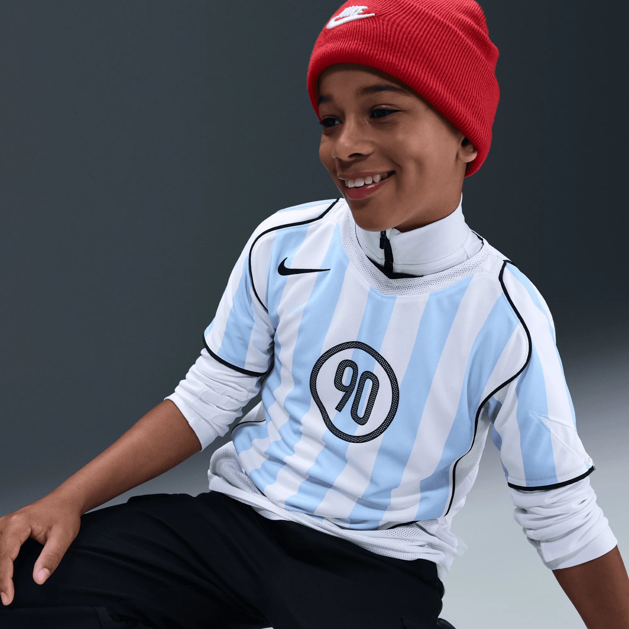KIDS TOTAL 90 DRI-FIT SOCCER JERSEY - PSYCHIC BLUE / WHITE - Image 5