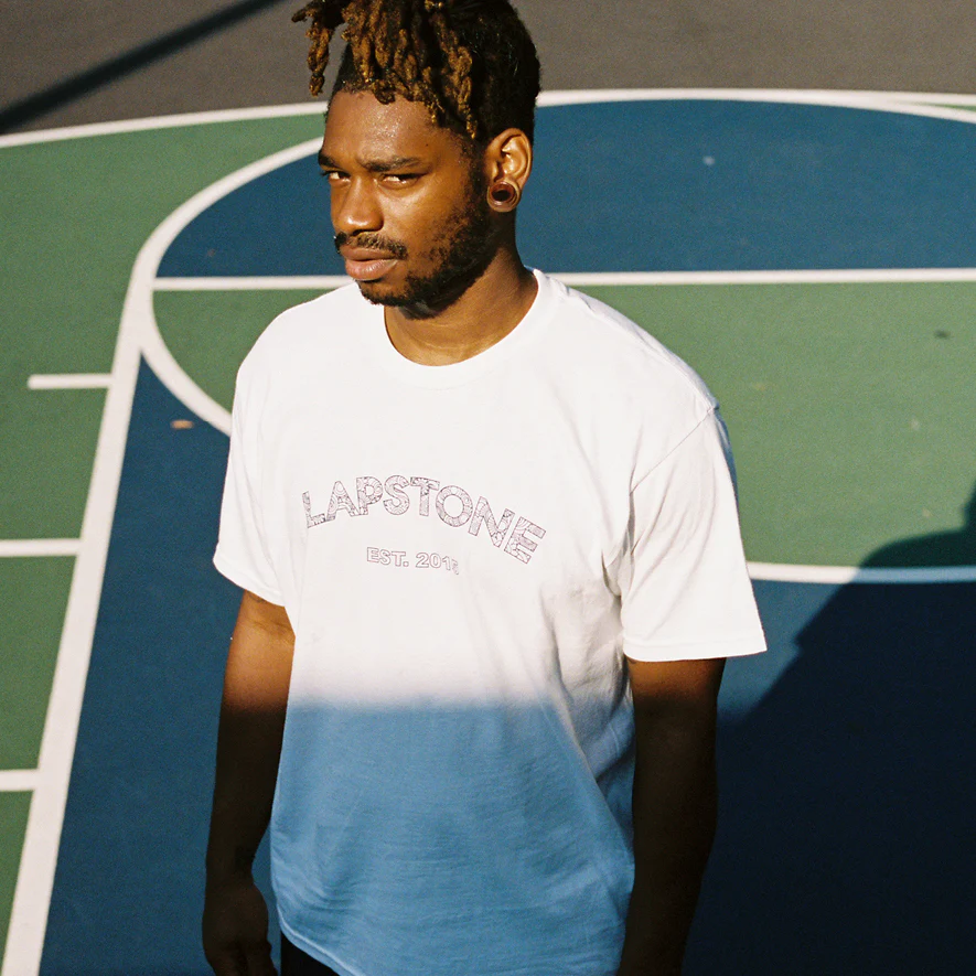 LAPSTONE ARCH DECO TEE - WHITE / NAVY - Image 4